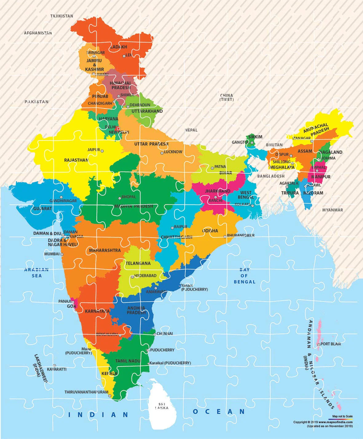 Play & Learn Funskool India Map Jigsaw Puzzle Game for Kids 104 Pieces - Image 4