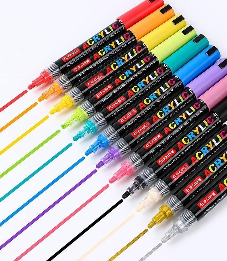 Posca Paint Marker Pens 12 Colors Premium Waterproof Permanent Paint Art Marker Medium Pen Set for Rock Painting DIY Craft - Image 2