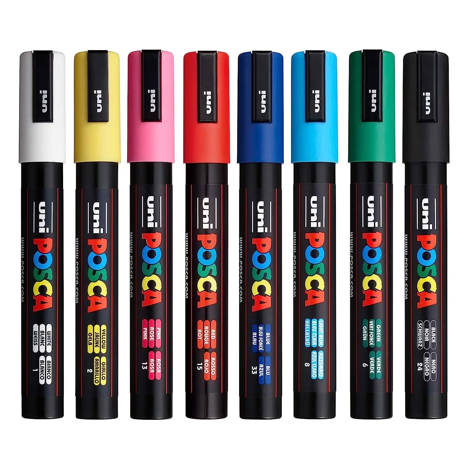 Posca uni-ball 5M 1.8-2.5 mm Bullet Shaped Paint Marker Pen | Reversible & Washable Tips | For Rocks Painting, Fabric, Wood, Canvas, Ceramic, Scrapbooking, DIY Crafts | 8 Shades, Pack of 8 - Image 3