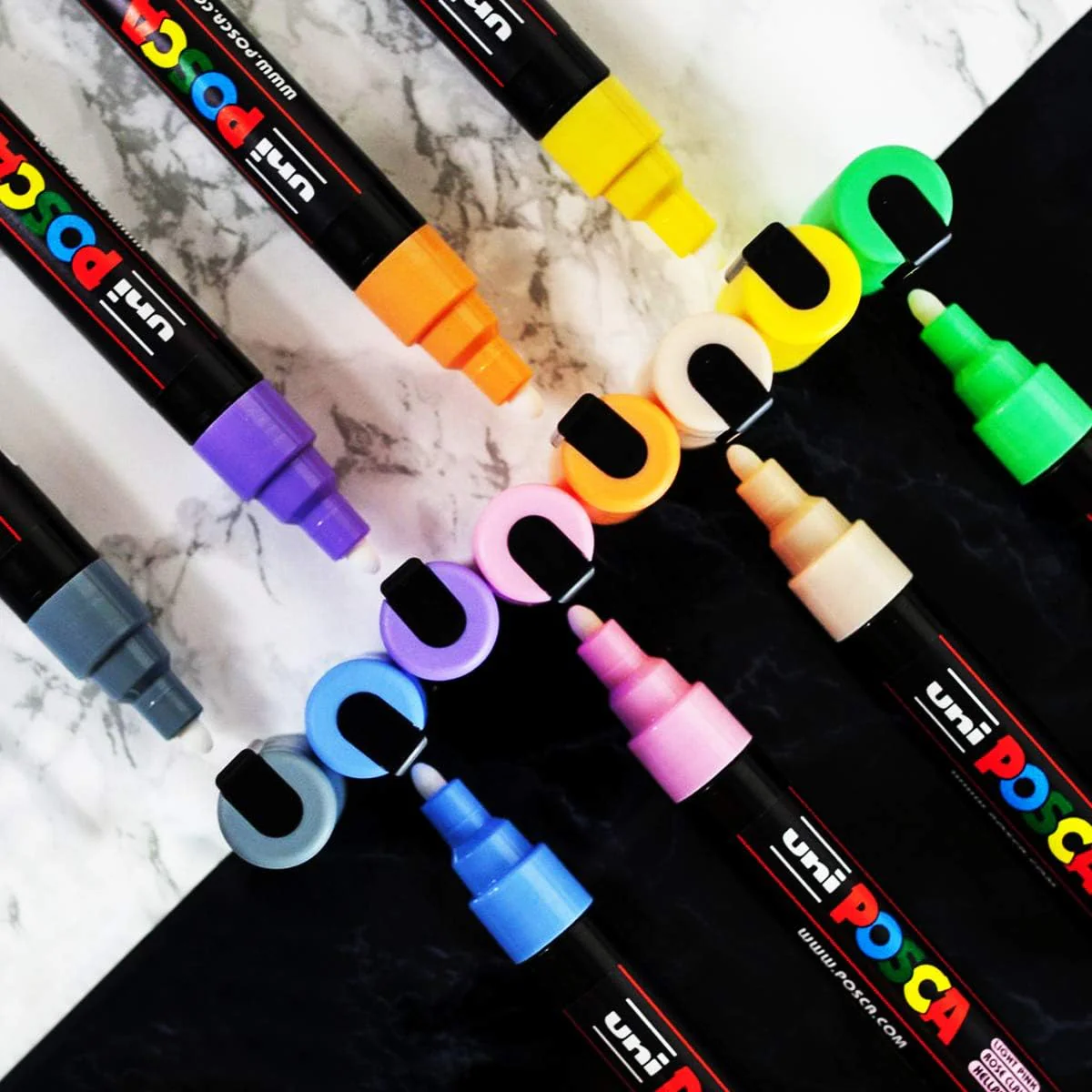 Posca uni-ball 5M 1.8-2.5 mm Bullet Shaped Paint Marker Pen | Reversible & Washable Tips | For Rocks Painting, Fabric, Wood, Canvas, Ceramic, Scrapbooking, DIY Crafts | 8 Shades, Pack of 8 - Image 4