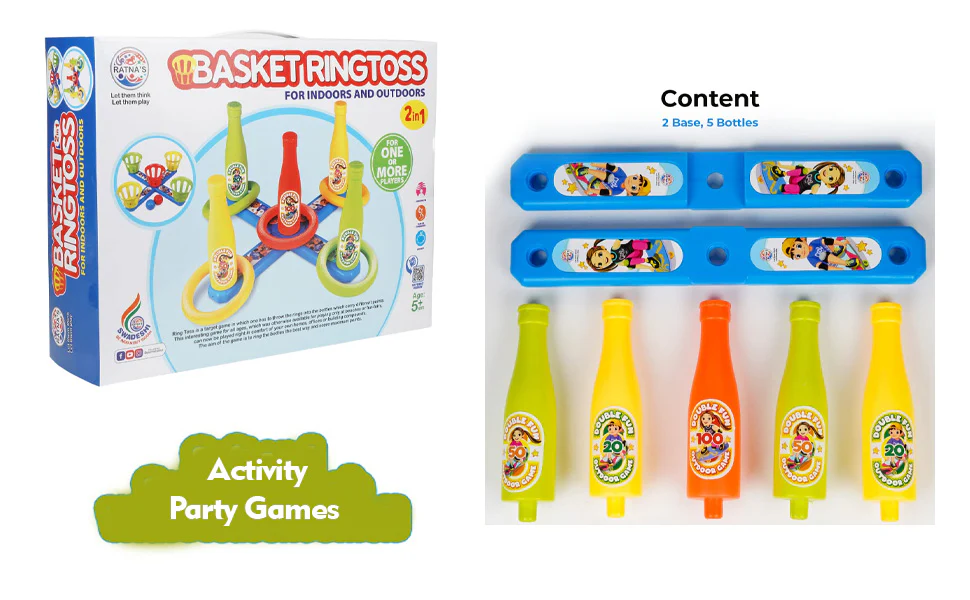 Ratna's 2 in 1 Basket & Bottle Ring toss Party Game for Kids and Adults - Image 8