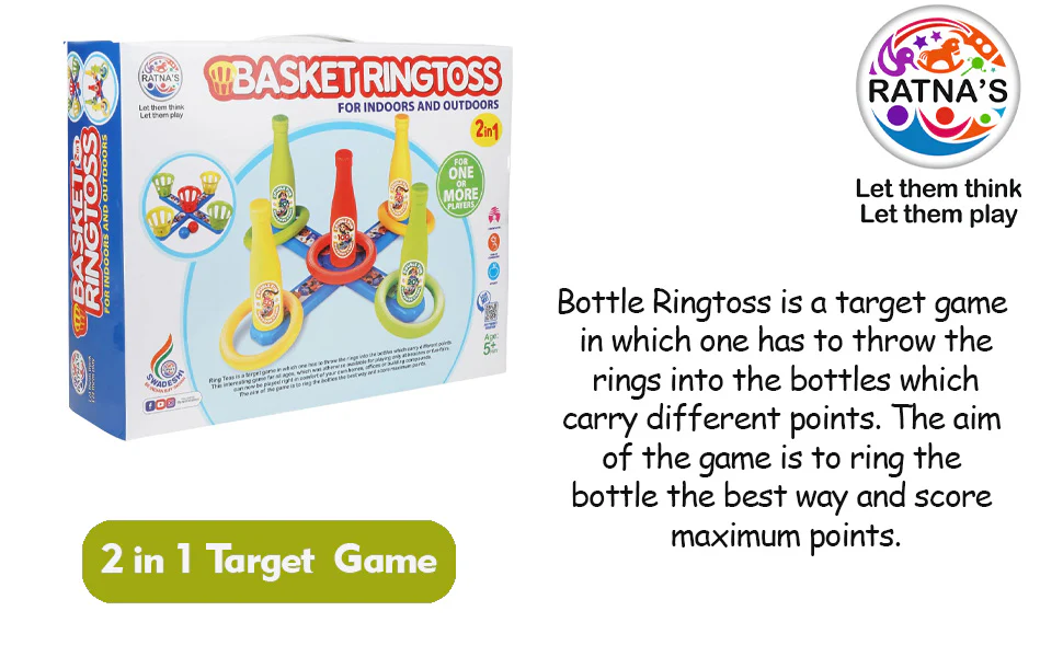 Ratna's 2 in 1 Basket & Bottle Ring toss Party Game for Kids and Adults - Image 9