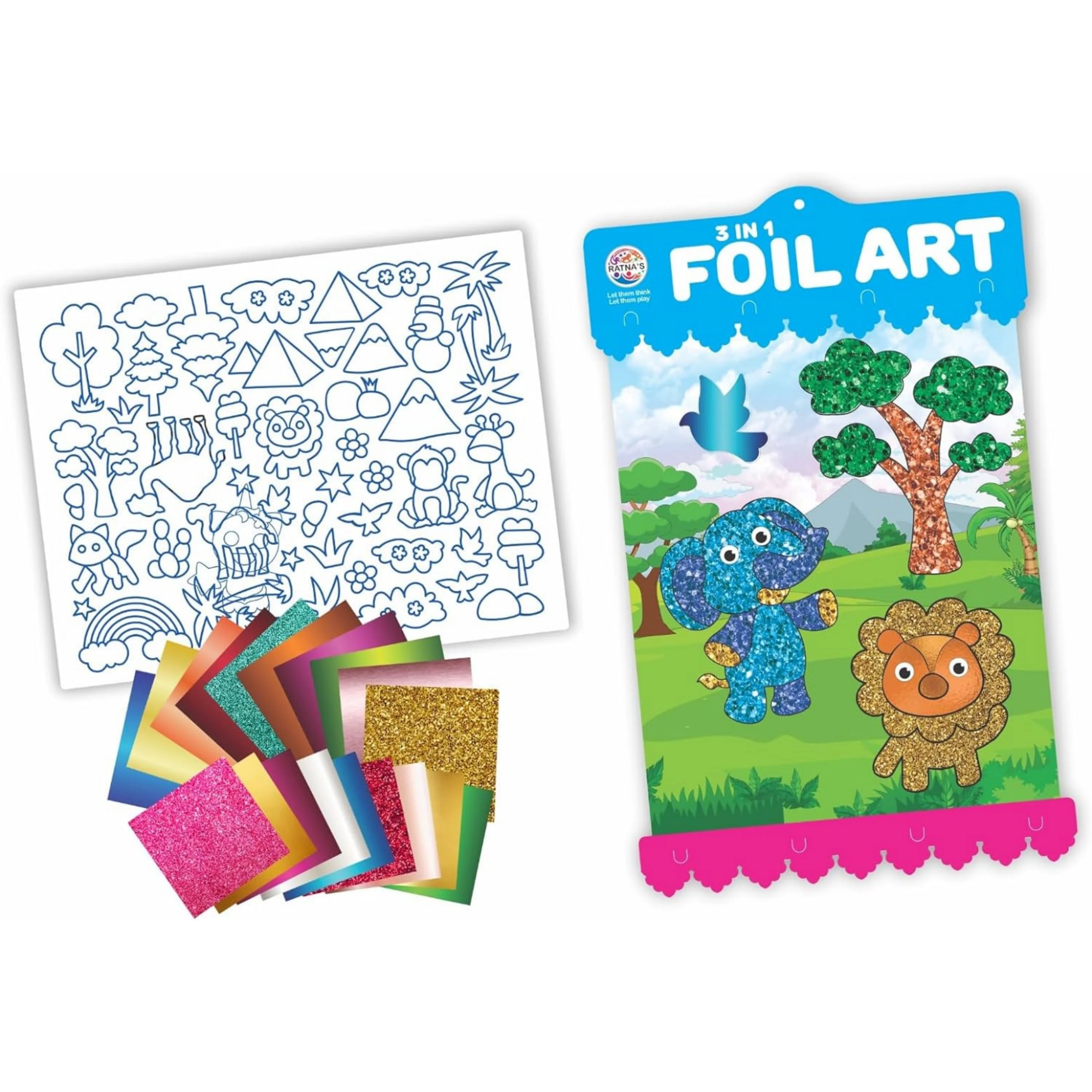 Ratna's 3 in 1 Foil Art DIY Creative Activity Kit, STEAM Powered Art & Craft Activity - Foil Fun Craft Kits & Supplies for Boys & Girls 5+ Years - Image 3