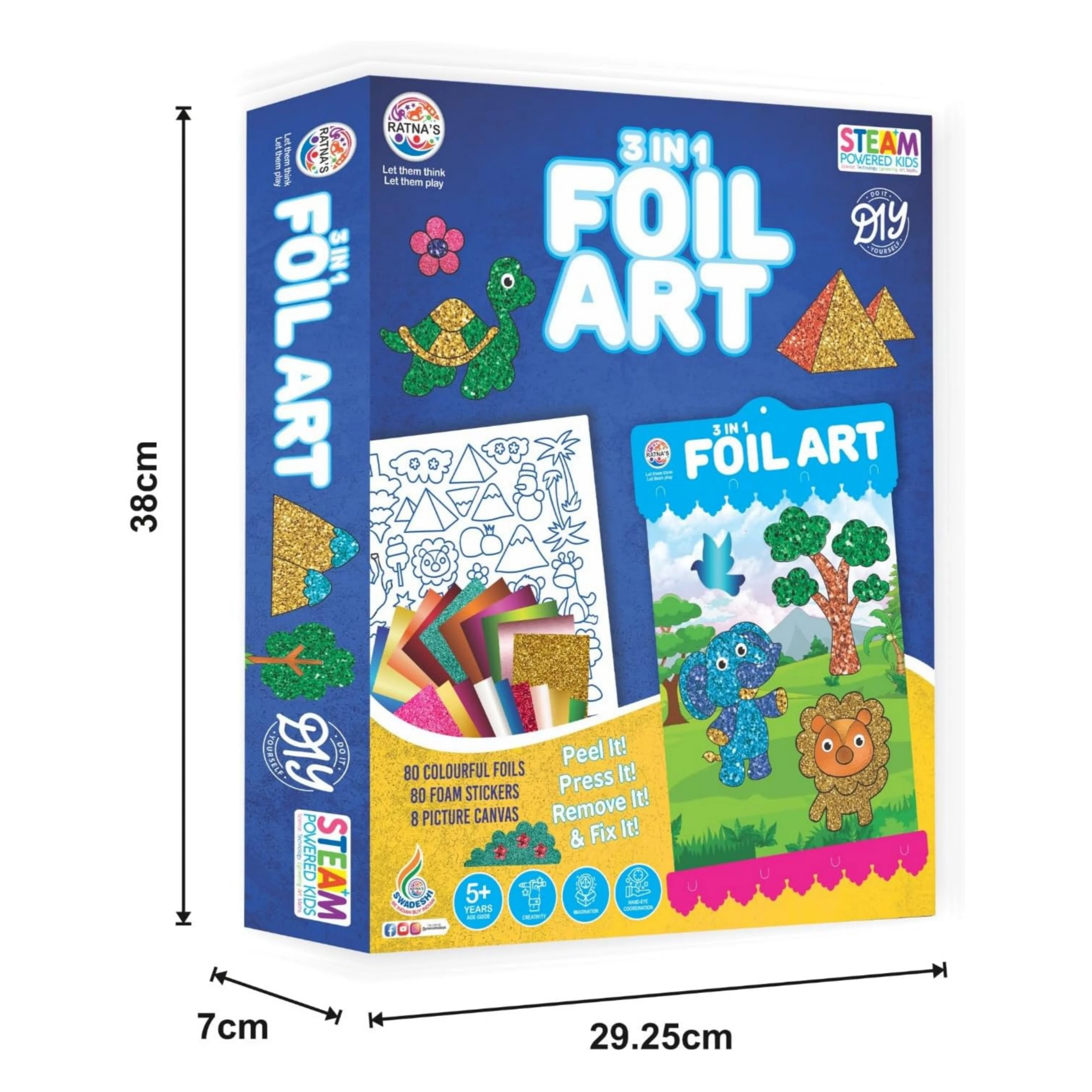 Ratna's 3 in 1 Foil Art DIY Creative Activity Kit, STEAM Powered Art & Craft Activity - Foil Fun Craft Kits & Supplies for Boys & Girls 5+ Years - Image 4
