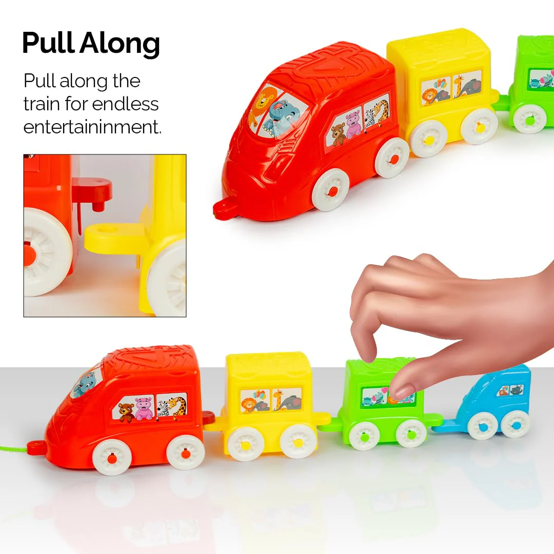 Ratna's 3 in 1 Train Stacker, Nesting, Stacking & Pull Along Toy for Kids 1+ Years - Image 3
