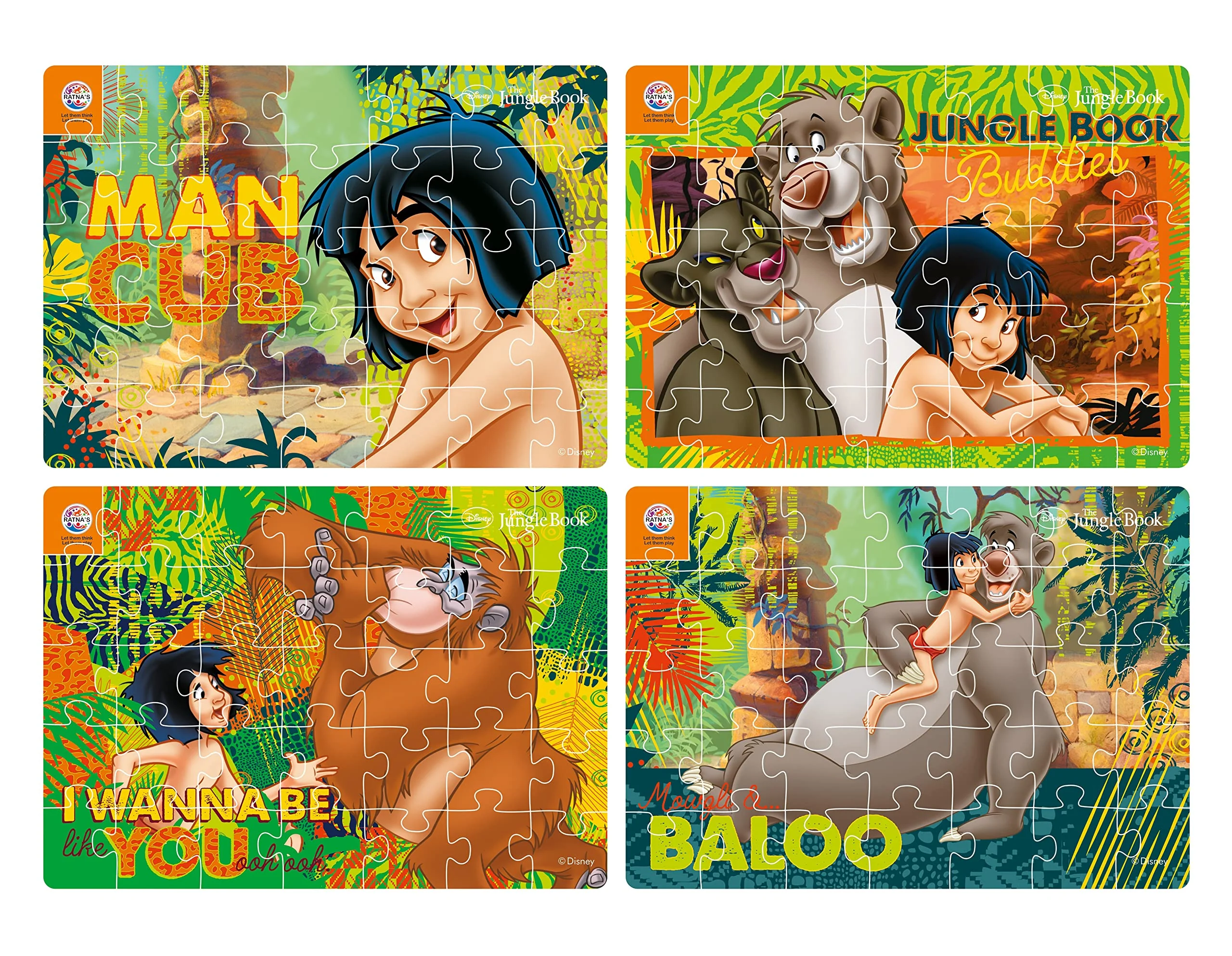 Ratna's 4 in 1 Disney Jigsaw Puzzle 140 Pieces for Kids. 4 Jigsaw Puzzles 35 Pieces Each (Jungle Book) - Image 2