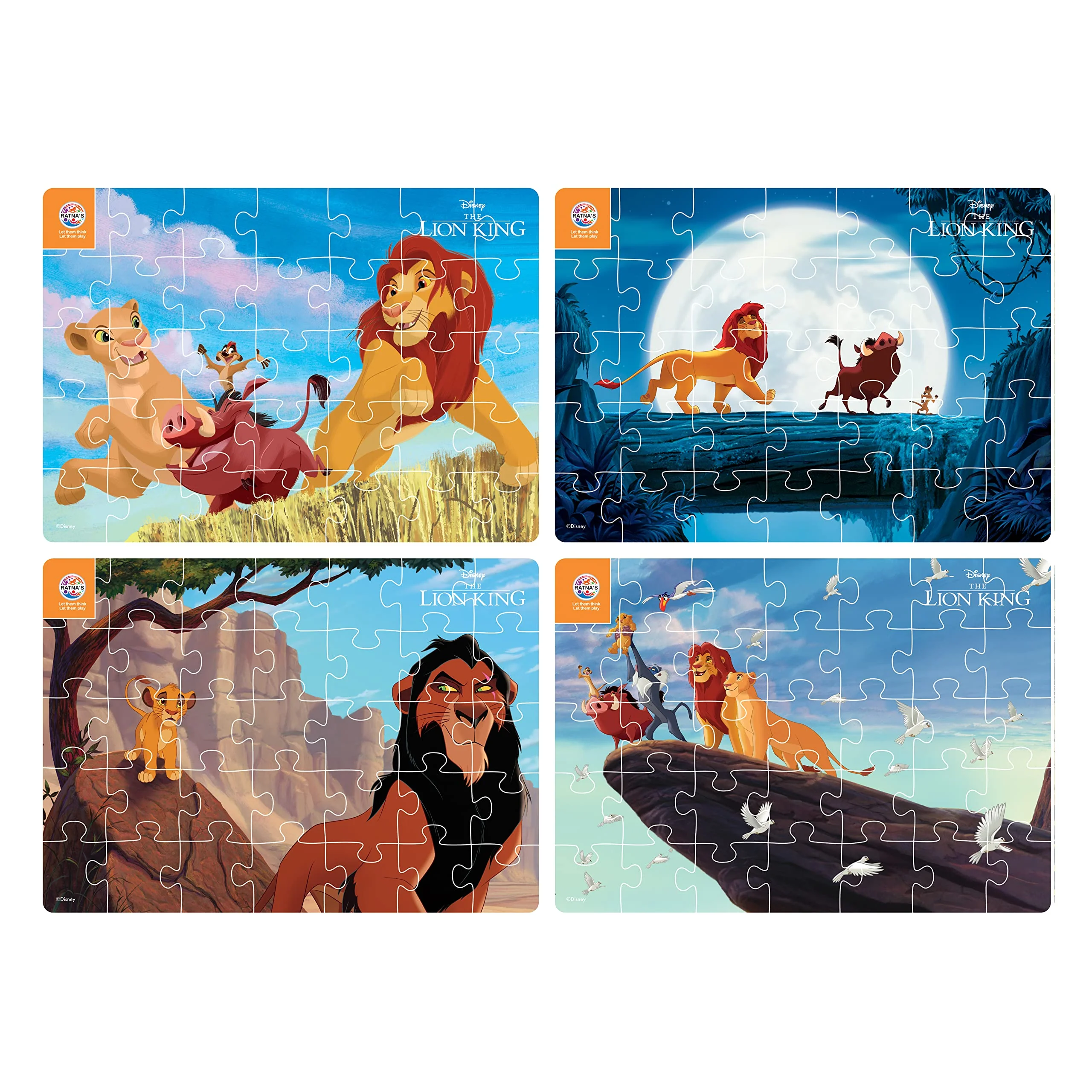 Ratna's 4 in 1 Disney Jigsaw Puzzle 140 Pieces for Kids. 4 Jigsaw Puzzles 35 Pieces Each - Lion King - Image 2