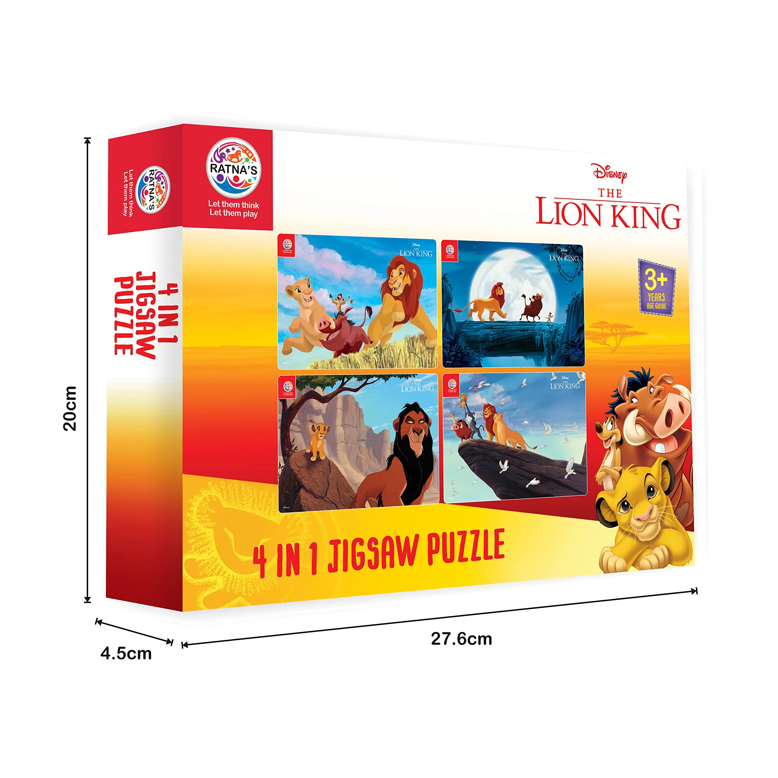Ratna's 4 in 1 Disney Jigsaw Puzzle 140 Pieces for Kids. 4 Jigsaw Puzzles 35 Pieces Each - Lion King - Image 5