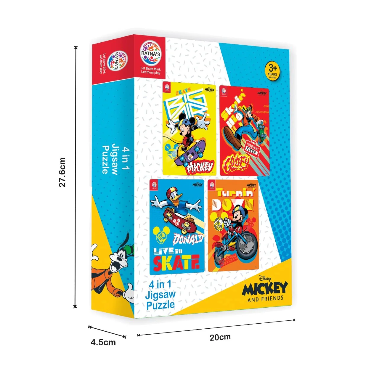 Ratna's 4 in 1 Disney Jigsaw Puzzle 140 Pieces for Kids. 4 Jigsaw Puzzles 35 Pieces Each (Mickey Mouse, Donald Duck, Goofy Vertical) - Image 5