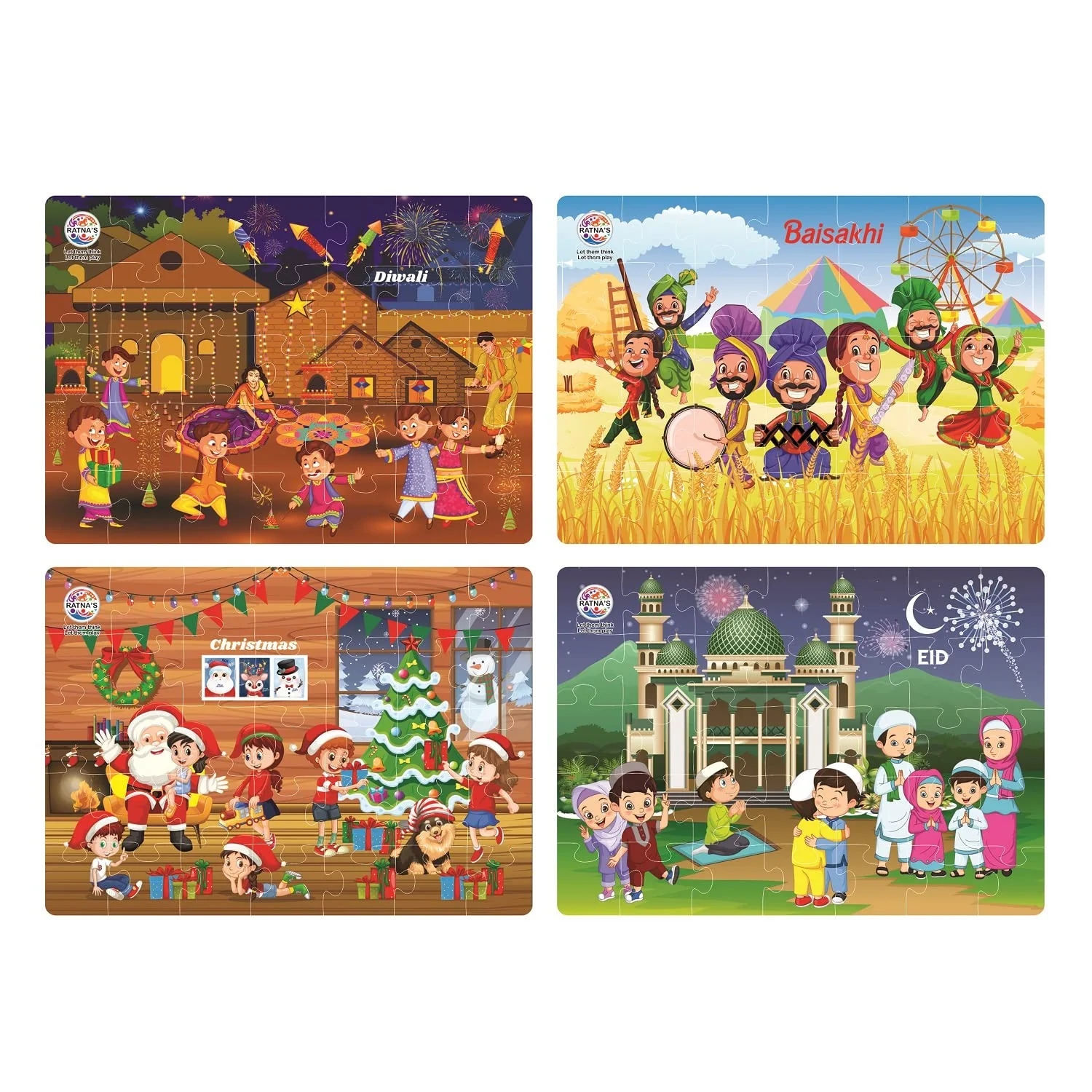 Ratna's 4 in 1 Indian Religion Jigsaw Puzzle (4 x 35 Pieces) for Kids 3+ Years - Image 3