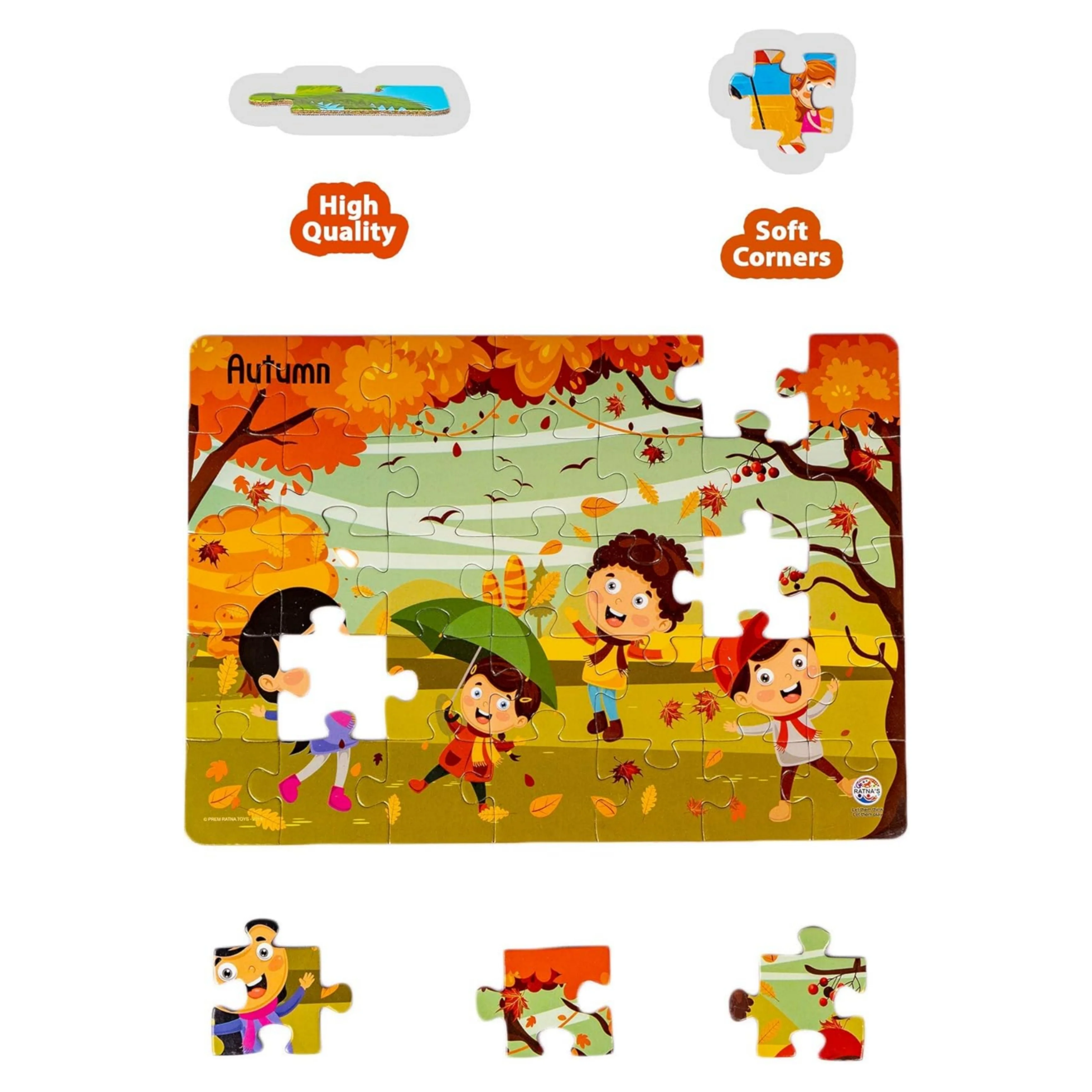 Ratna's 4 in 1 Indian Seasons Jigsaw Puzzle for Kids - Set of 4 | 35-Piece Puzzles | Educational Toy for Cognitive Development | Vibrant Colors | Puzzle Guide Included | Ages 3 and Up - Image 7