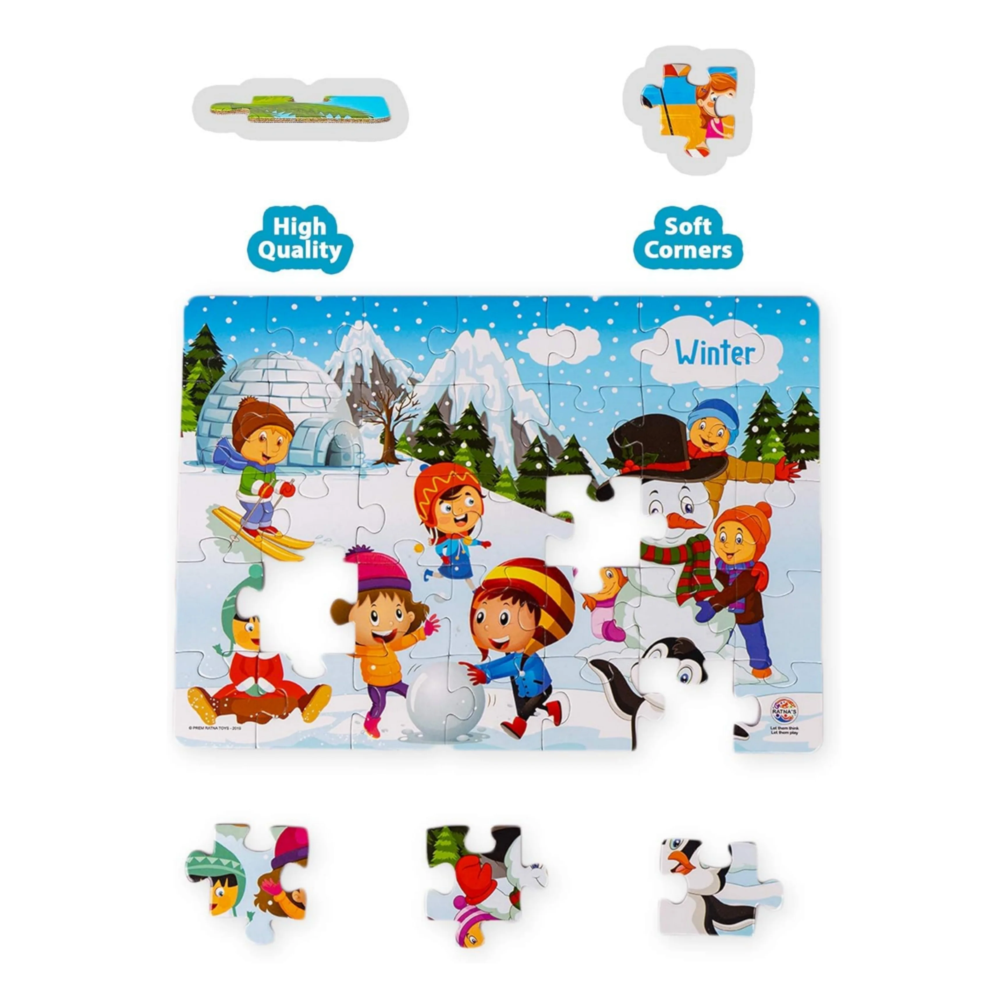 Ratna's 4 in 1 Indian Seasons Jigsaw Puzzle for Kids - Set of 4 | 35-Piece Puzzles | Educational Toy for Cognitive Development | Vibrant Colors | Puzzle Guide Included | Ages 3 and Up - Image 9