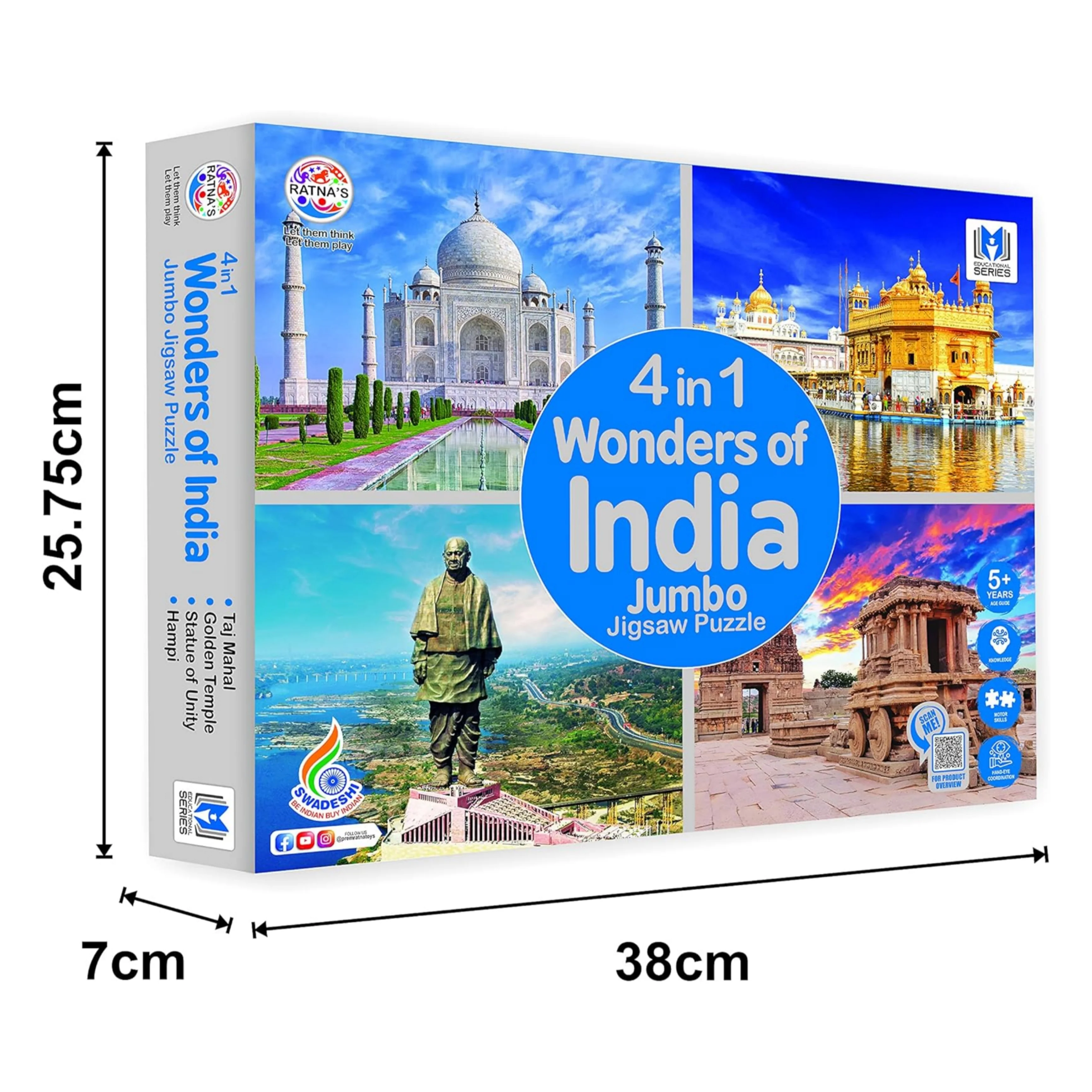 Ratna's 4 in 1 Wonders of India Jumbo Jigsaw Puzzle (4 x 99 Pieces) Size 36 x 28.5 cm for Each Puzzle Educational Toy for Kids 5+ Years - Image 4