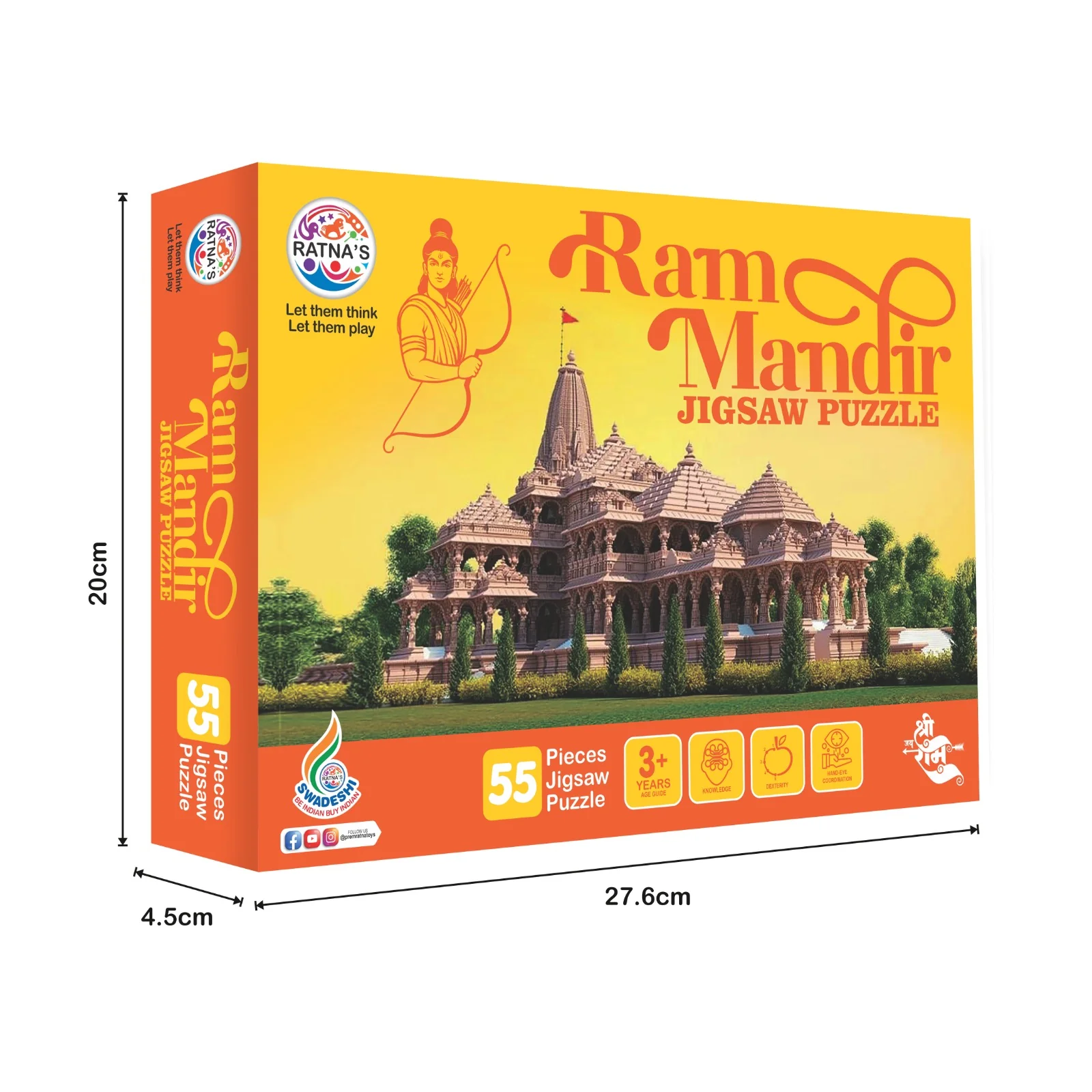 Ratna's 55 Pieces Ram Mandir Jigsaw Puzzle for Kids. Puzzle Size 43.75cm X 36.25cm - Image 3