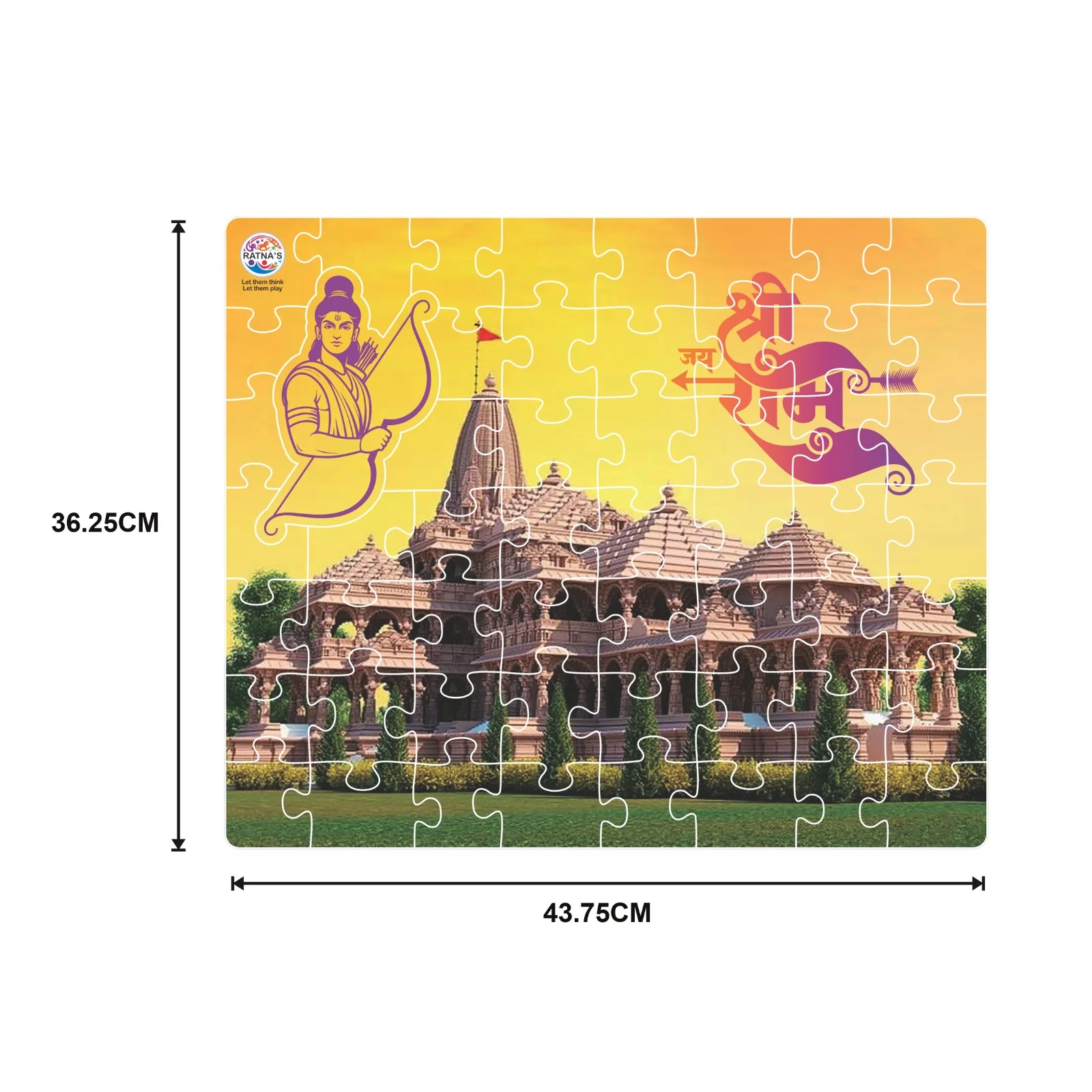 Ratna's 55 Pieces Ram Mandir Jigsaw Puzzle for Kids. Puzzle Size 43.75cm X 36.25cm - Image 4