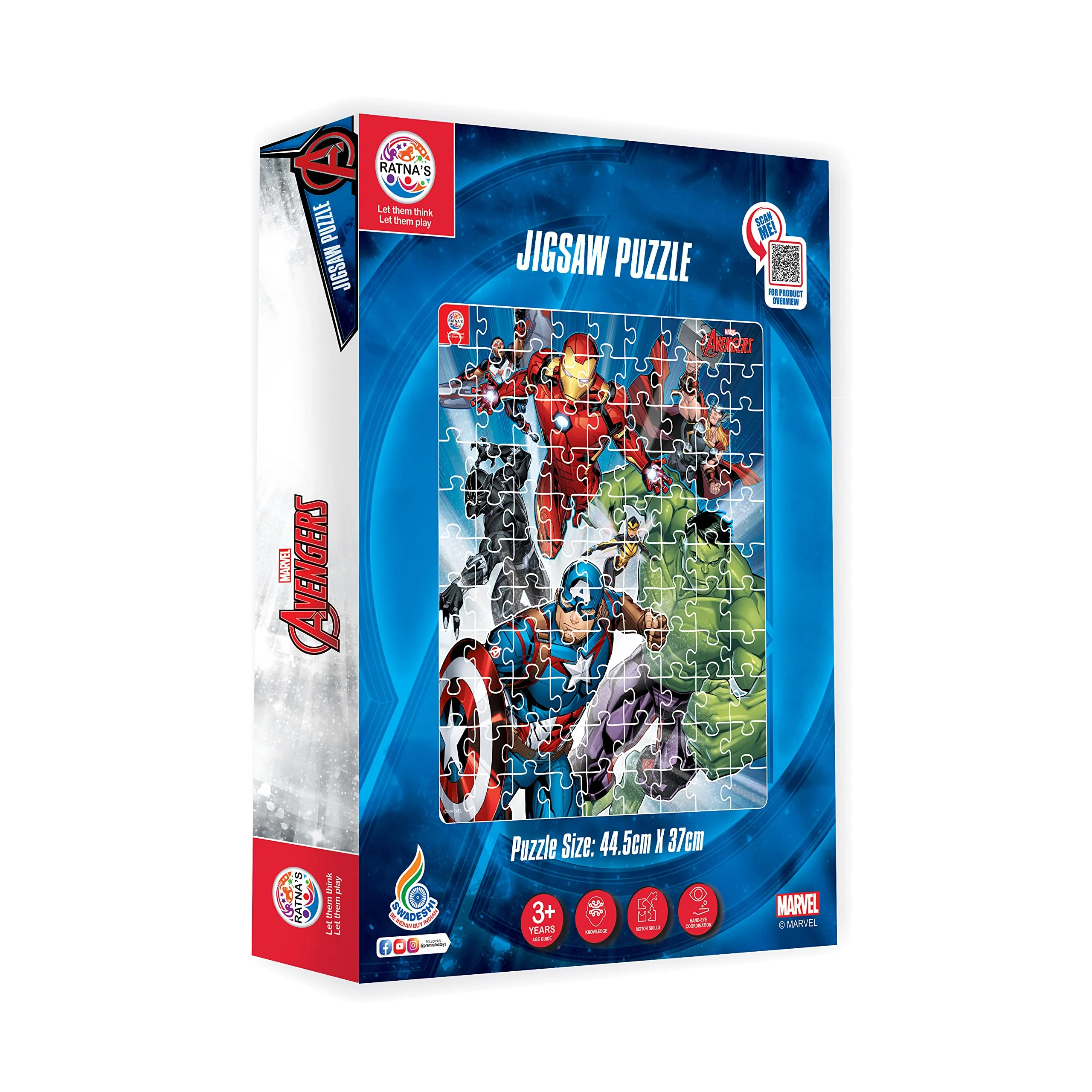 Ratna's 99 Pieces Disney & Marvel Series Jigsaw Puzzle for Kids. Puzzle Size 44.5cm X 37cm (Avengers) - Image 4
