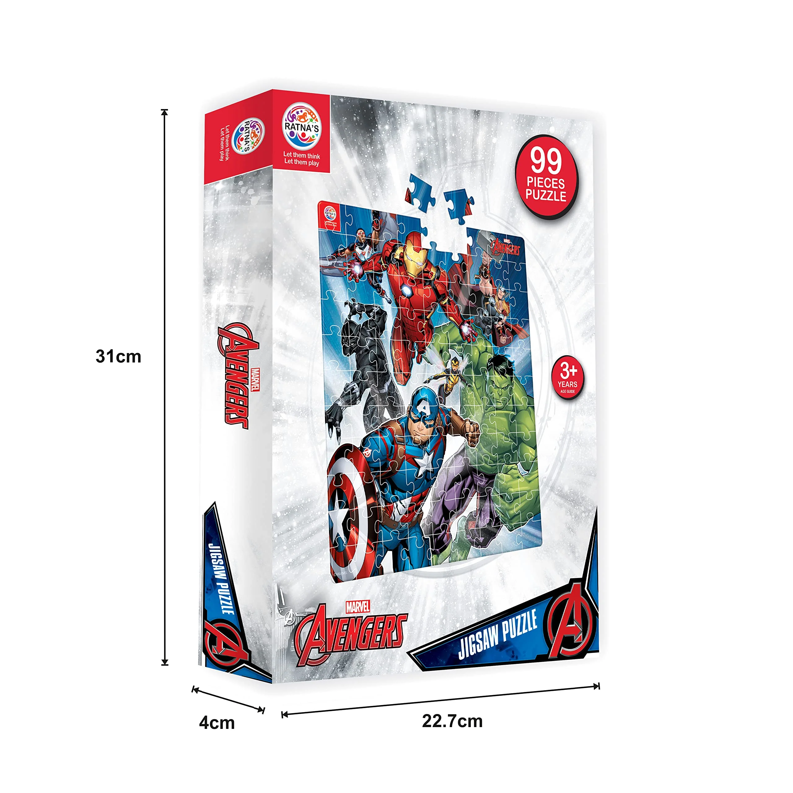 Ratna's 99 Pieces Disney & Marvel Series Jigsaw Puzzle for Kids. Puzzle Size 44.5cm X 37cm (Avengers) - Image 5