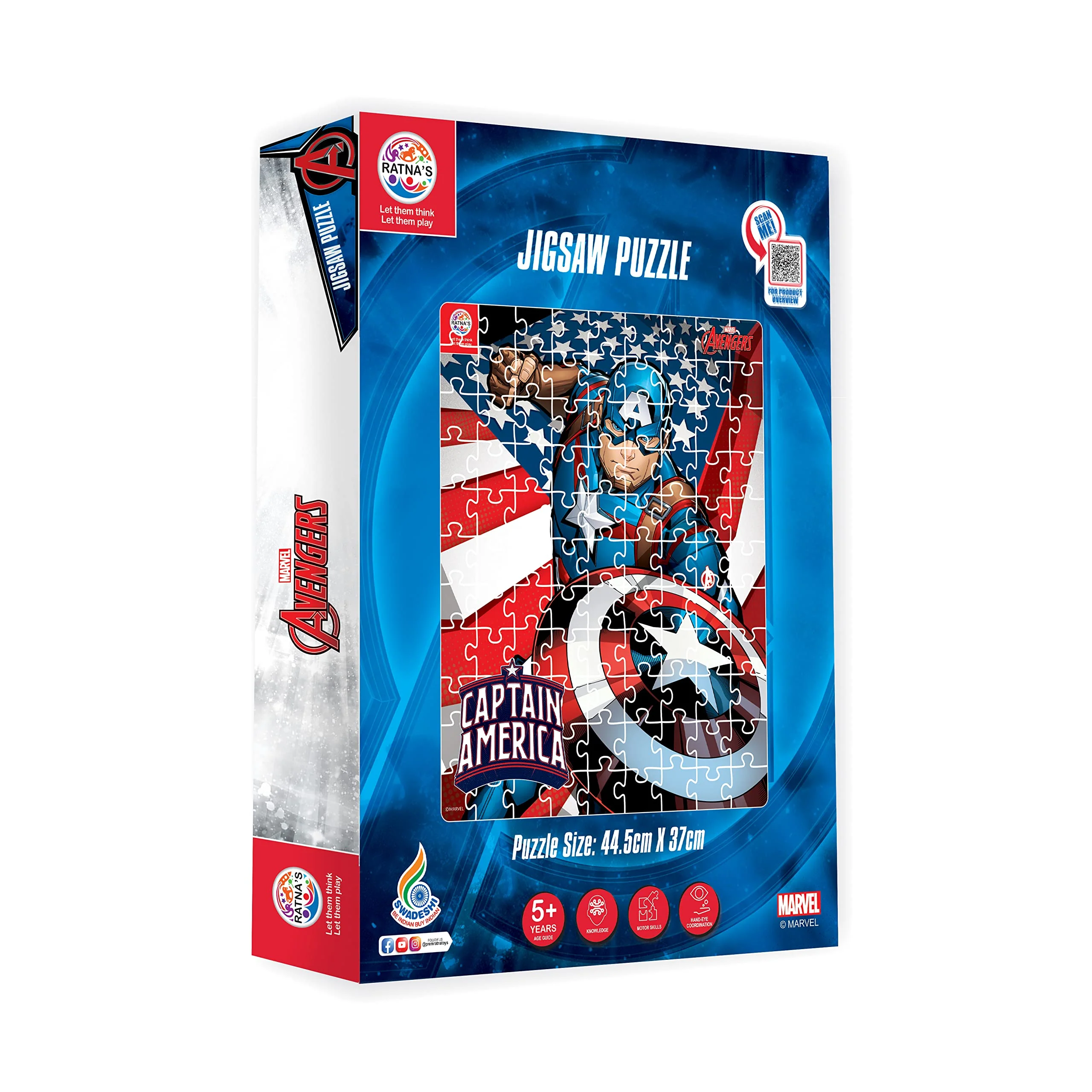 Ratna's 99 Pieces Disney & Marvel Series Jigsaw Puzzle for Kids. Puzzle Size 44.5cm X 37cm (Captain America) - Image 4