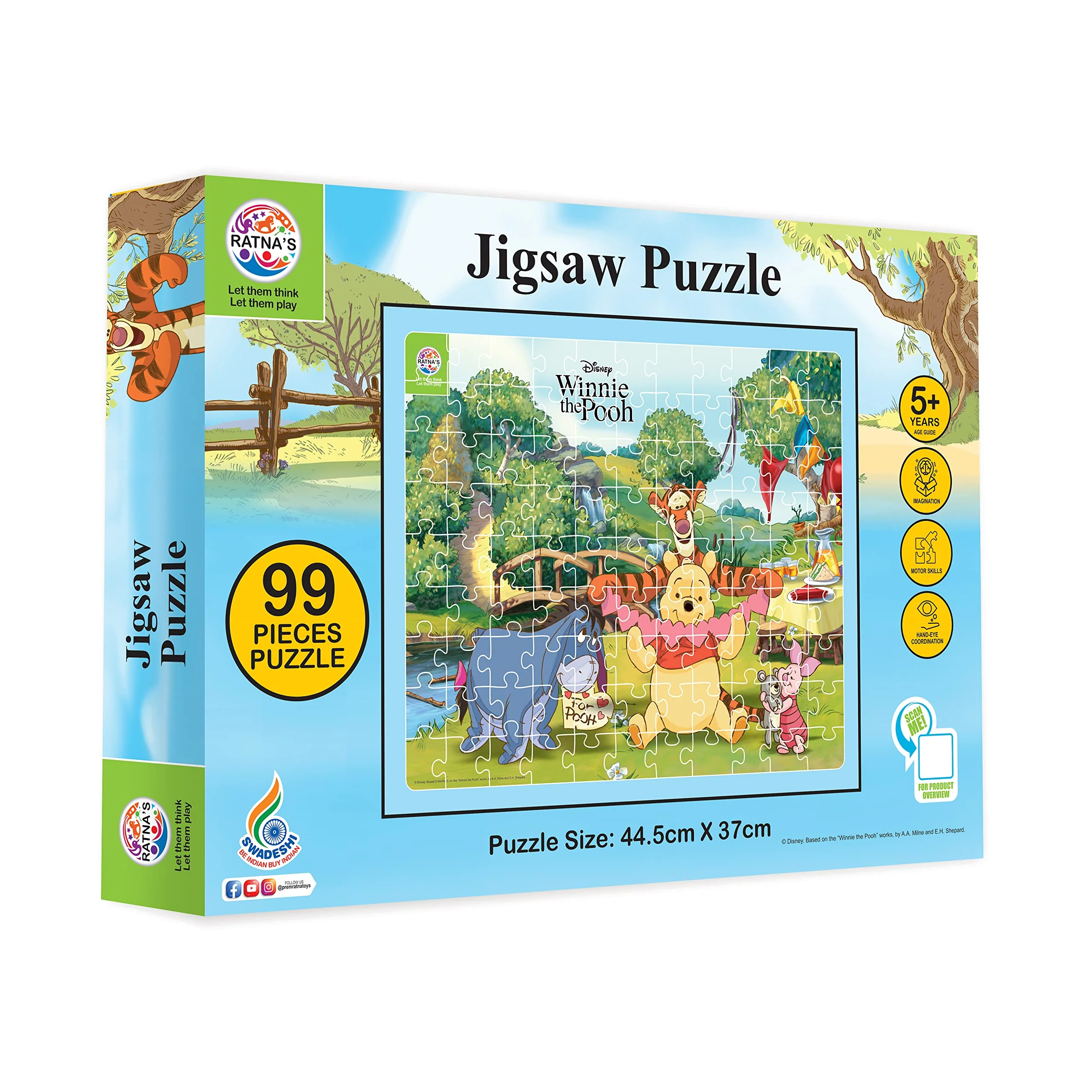 Ratna's 99 Pieces Disney & Marvel Series Jigsaw Puzzle for Kids. Puzzle Size 44.5cm X 37cm (Winnie The Pooh) - Image 4