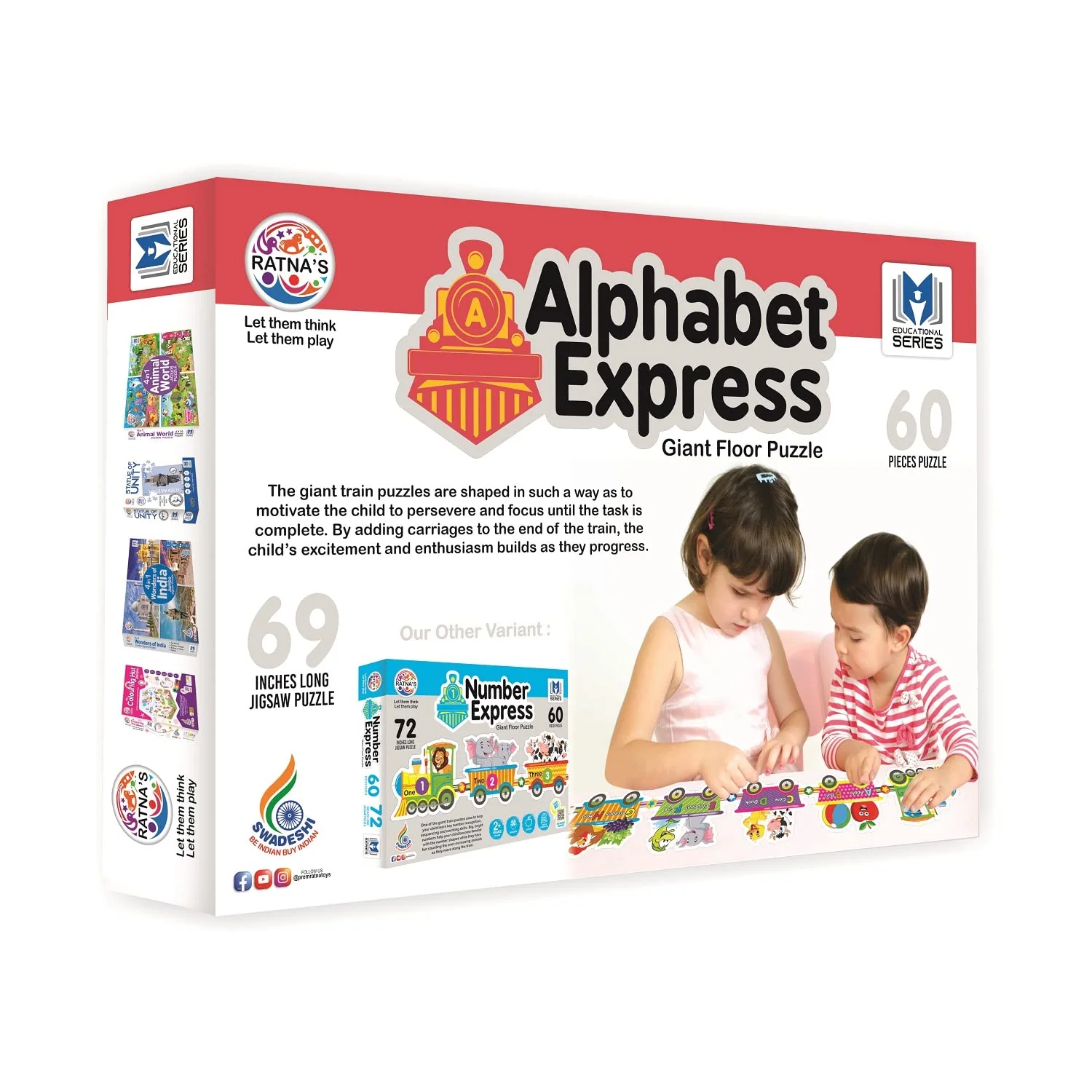 Ratna's Alphabet Express Educational Giant Floor Train Puzzle for Kids 2+ Years - Image 2