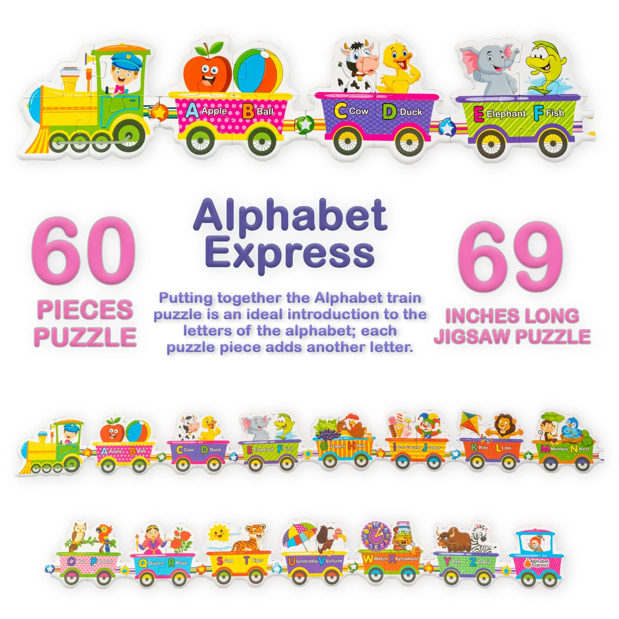Ratna's Alphabet Express Educational Giant Floor Train Puzzle for Kids 2+ Years - Image 6