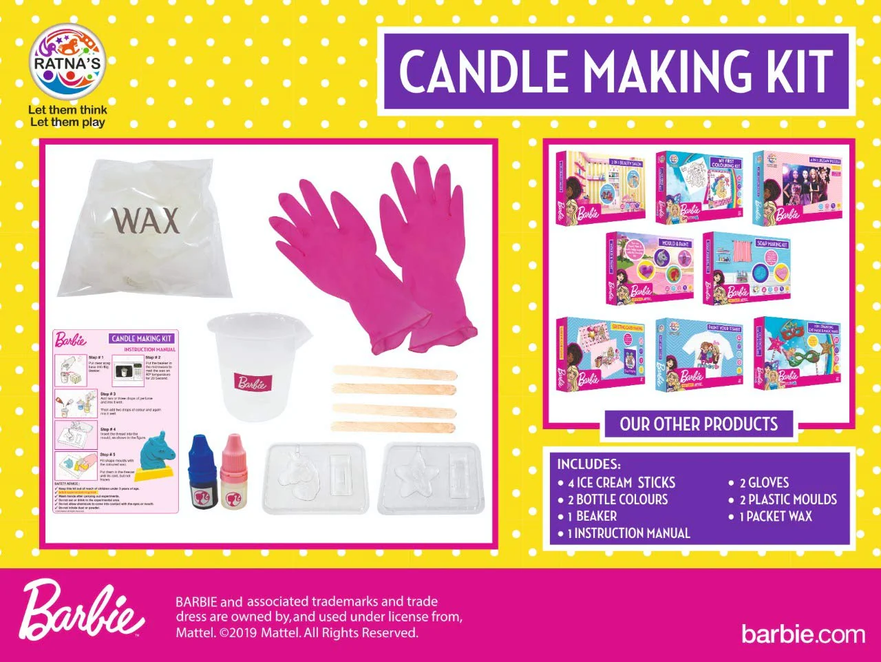 Ratna's Barbie Candle Making KIT with Stand Multicolor - Image 3
