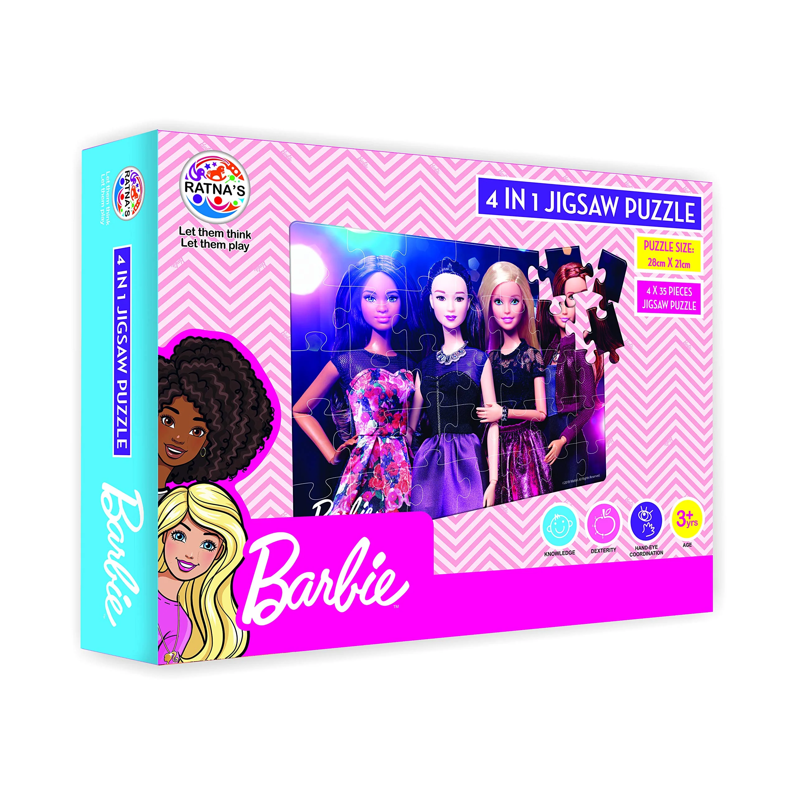 Ratna's Barbie Jigsaw 4 in 1. 4 Different Jumbo Jigsaw Puzzles for Girls