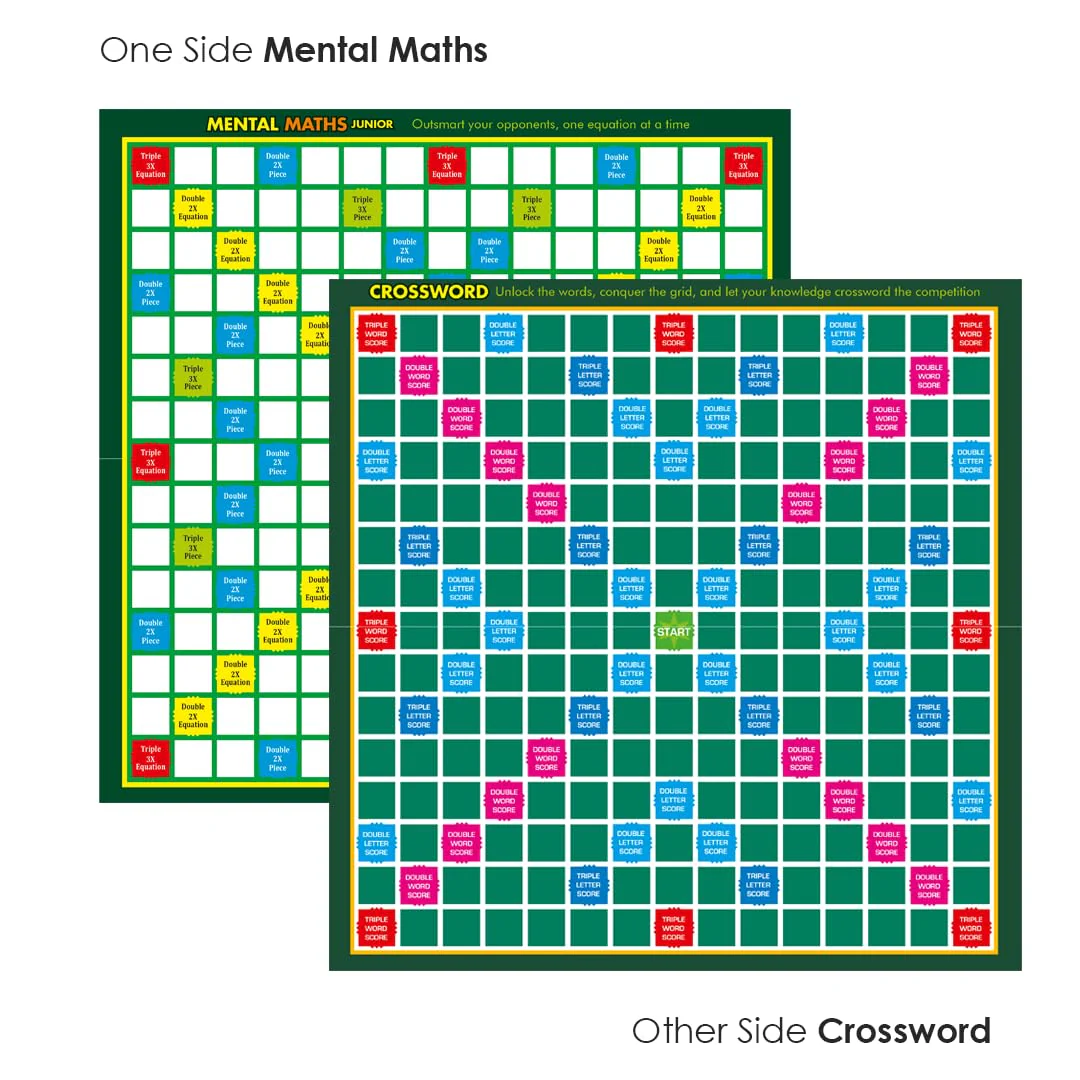 Ratna's Brilliant 2-in-1 Junior Board Game Set, Crossword and Mental Maths, Educational & Learning Word, Letters, Numbers Game for All Ages - Image 3