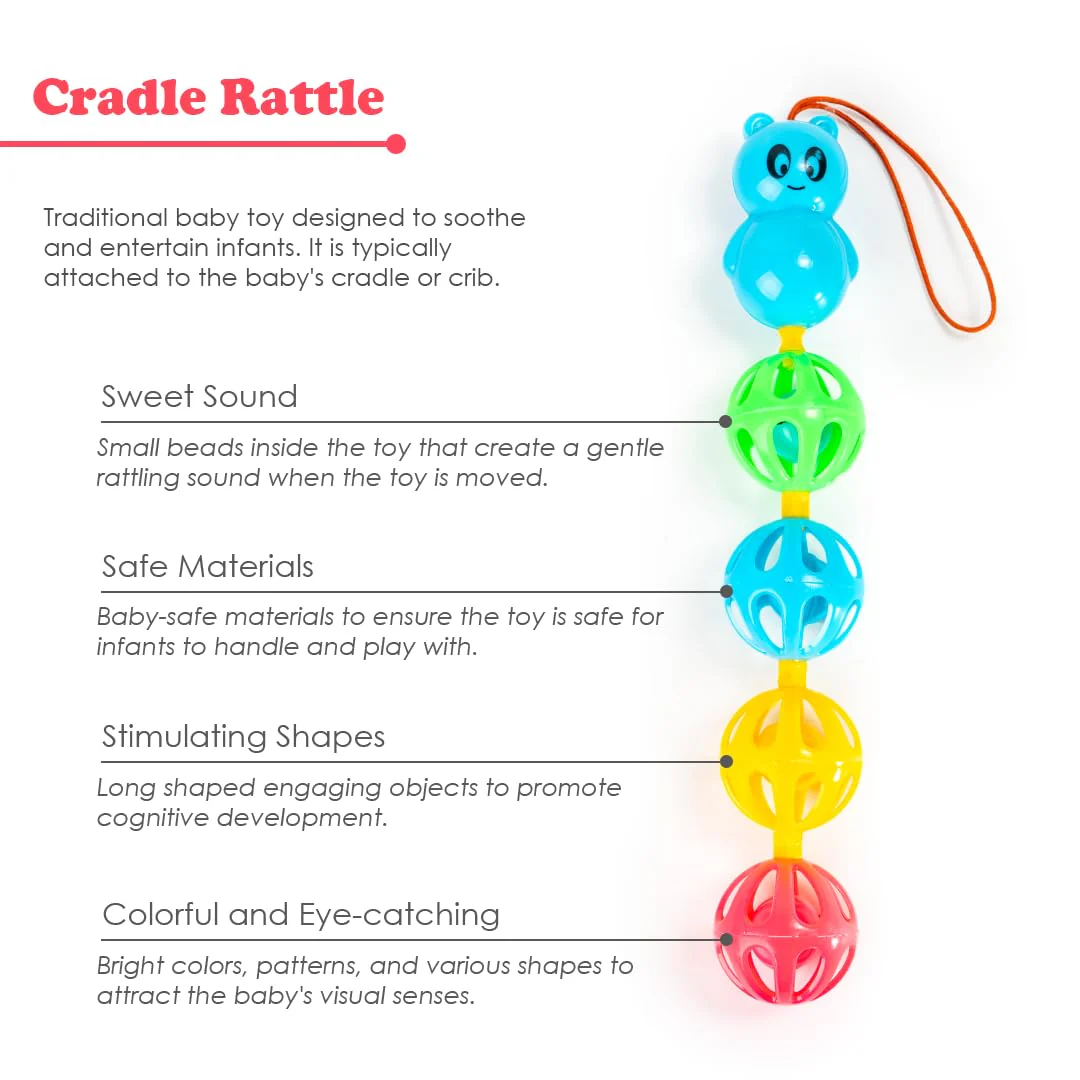 Ratna's Cradle Rattle with Rattling Sound Upon Shaking | Safe & Non Toxic Hanging Rattle Toy Multicolor for Infants & New Born Babies - Image 6