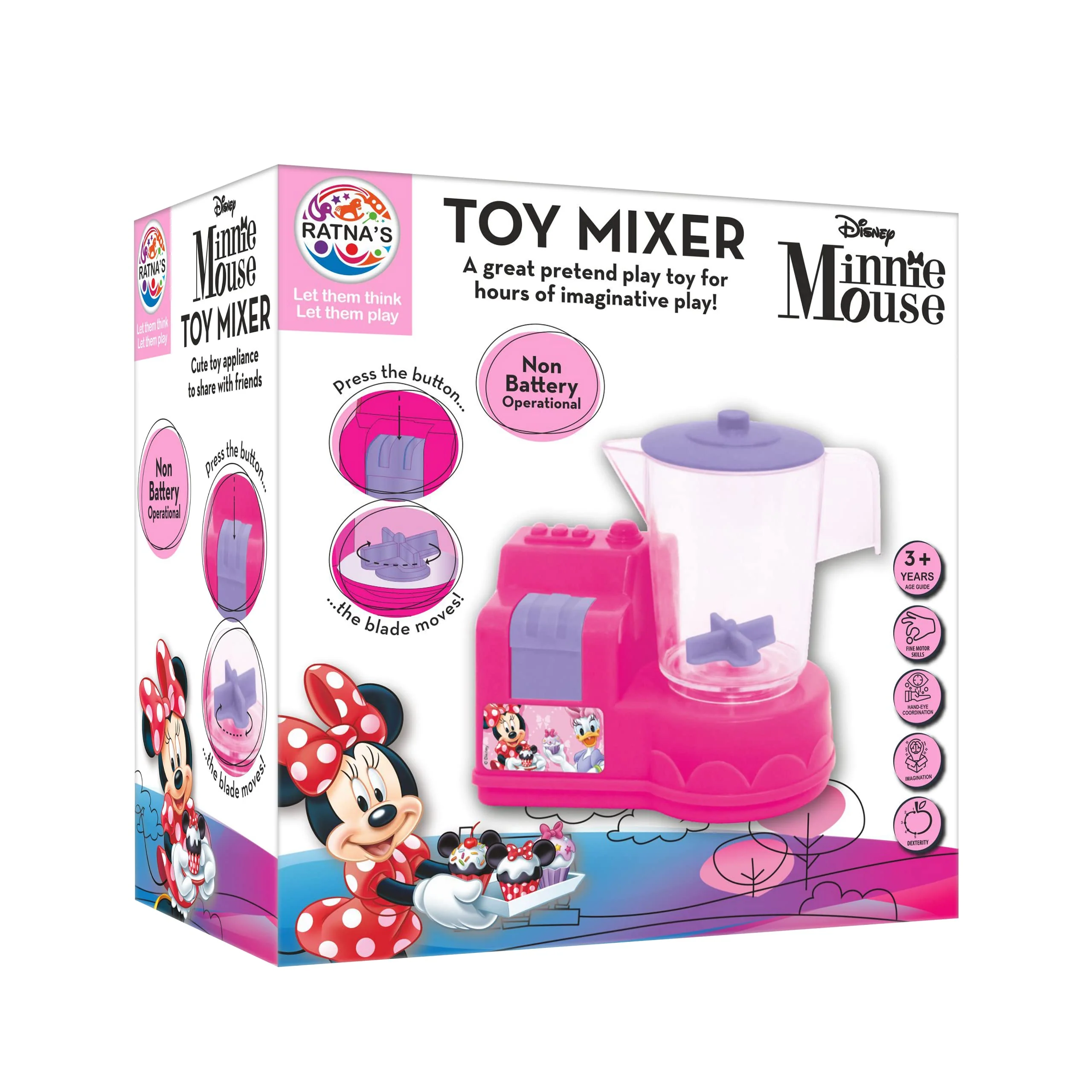 Ratna's Disney Minnie Mouse Toy Mixer | Real Operating Plastic Kitchen Mixer Toy for Kids