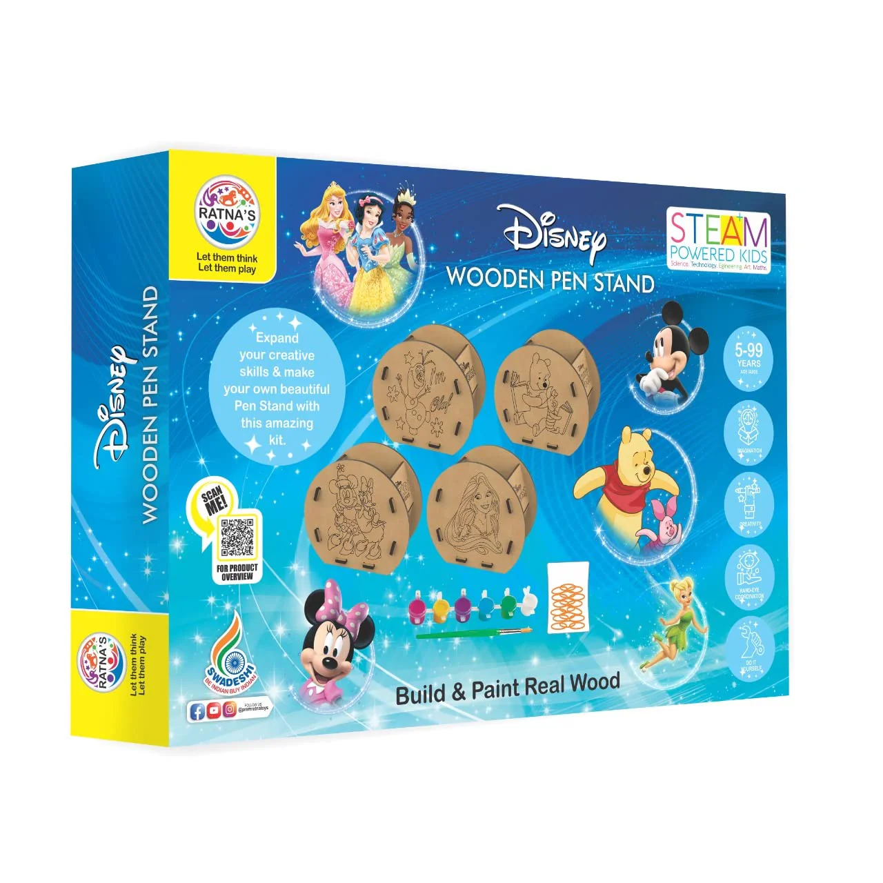 Ratna's Disney Wooden Pen Stand | Attractive DIY Paint Kit for Kids - Image 5