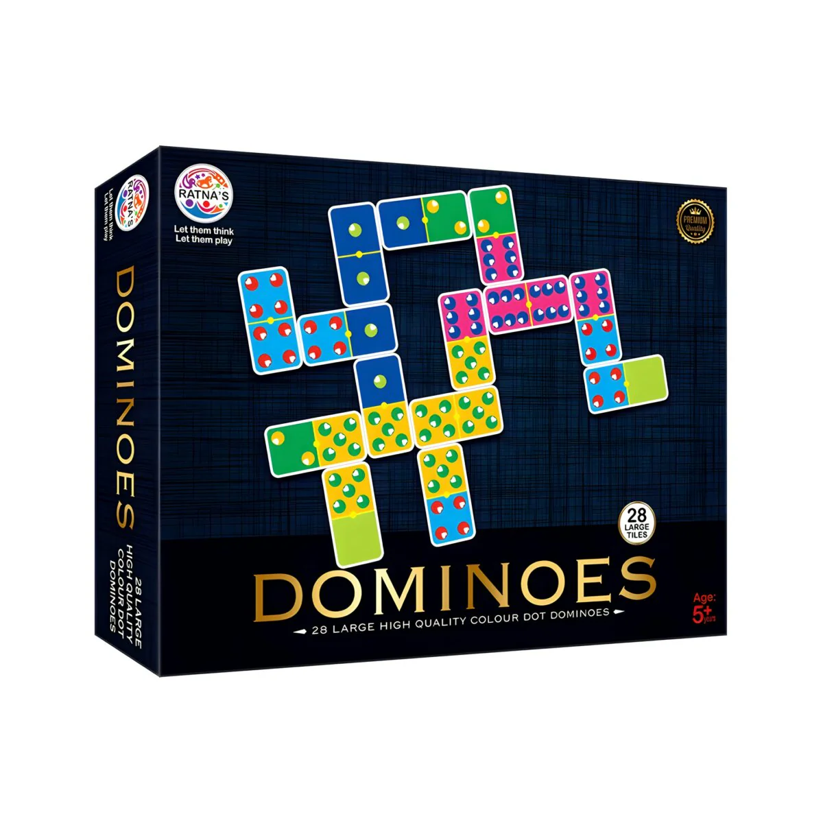 Ratna's Dominoes Double 6 Color Dot Dominos Game Blocks Classic 28 Tiles Match and Fun Game Set for Kids & Adults