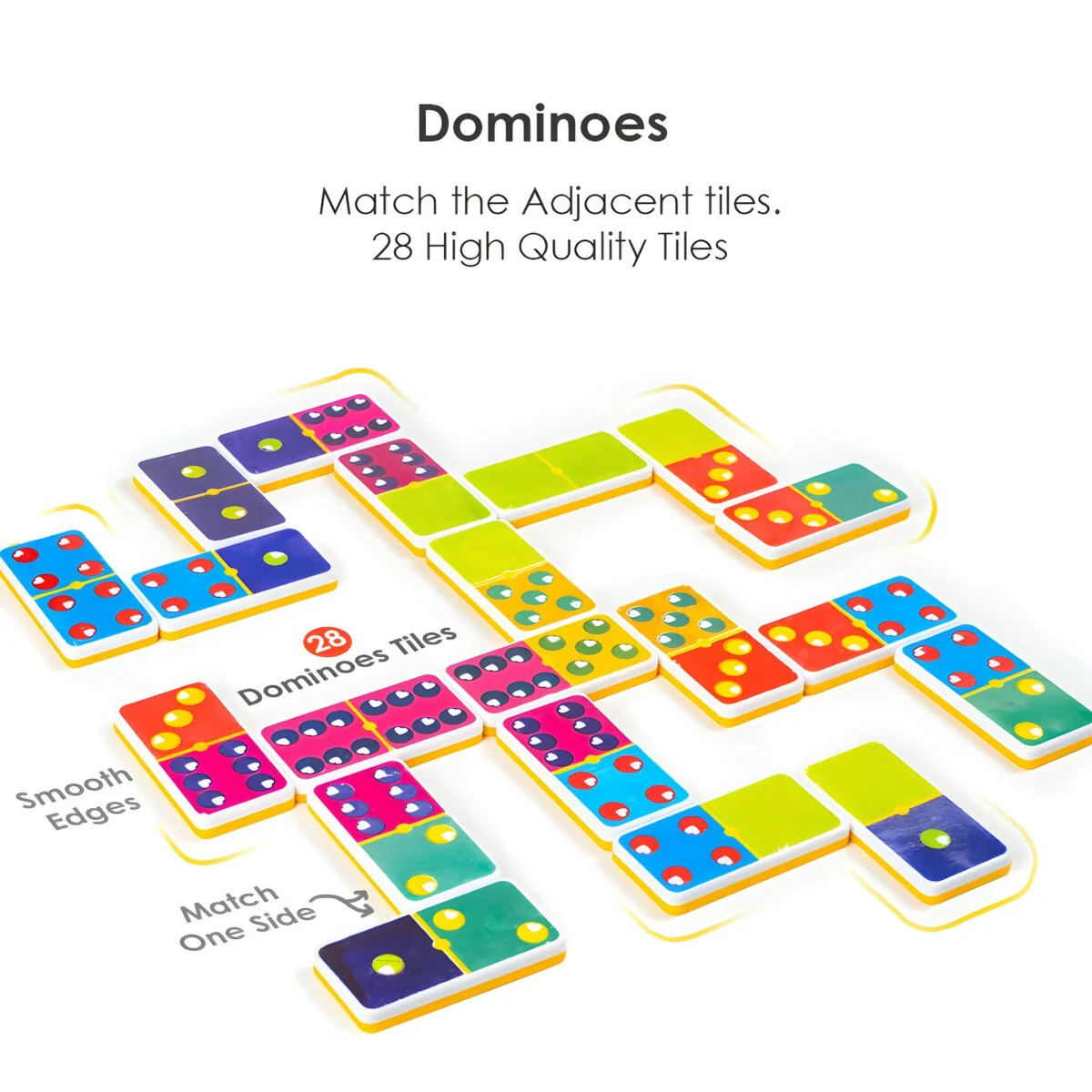 Ratna's Dominoes Double 6 Color Dot Dominos Game Blocks Classic 28 Tiles Match and Fun Game Set for Kids & Adults - Image 2