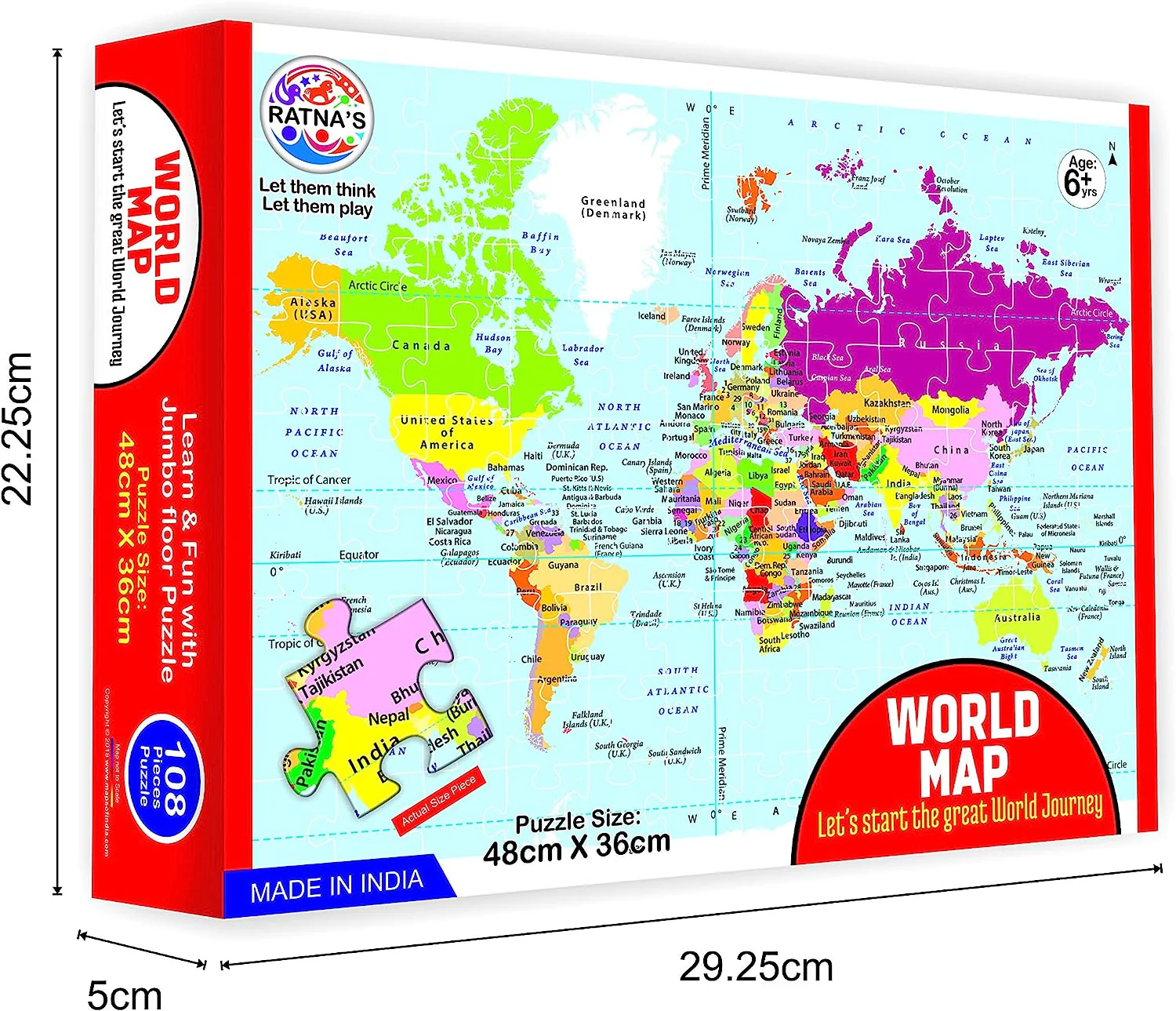 RATNA'S Educational Jigsaw Puzzle Range for Kids - World MAP - Image 3