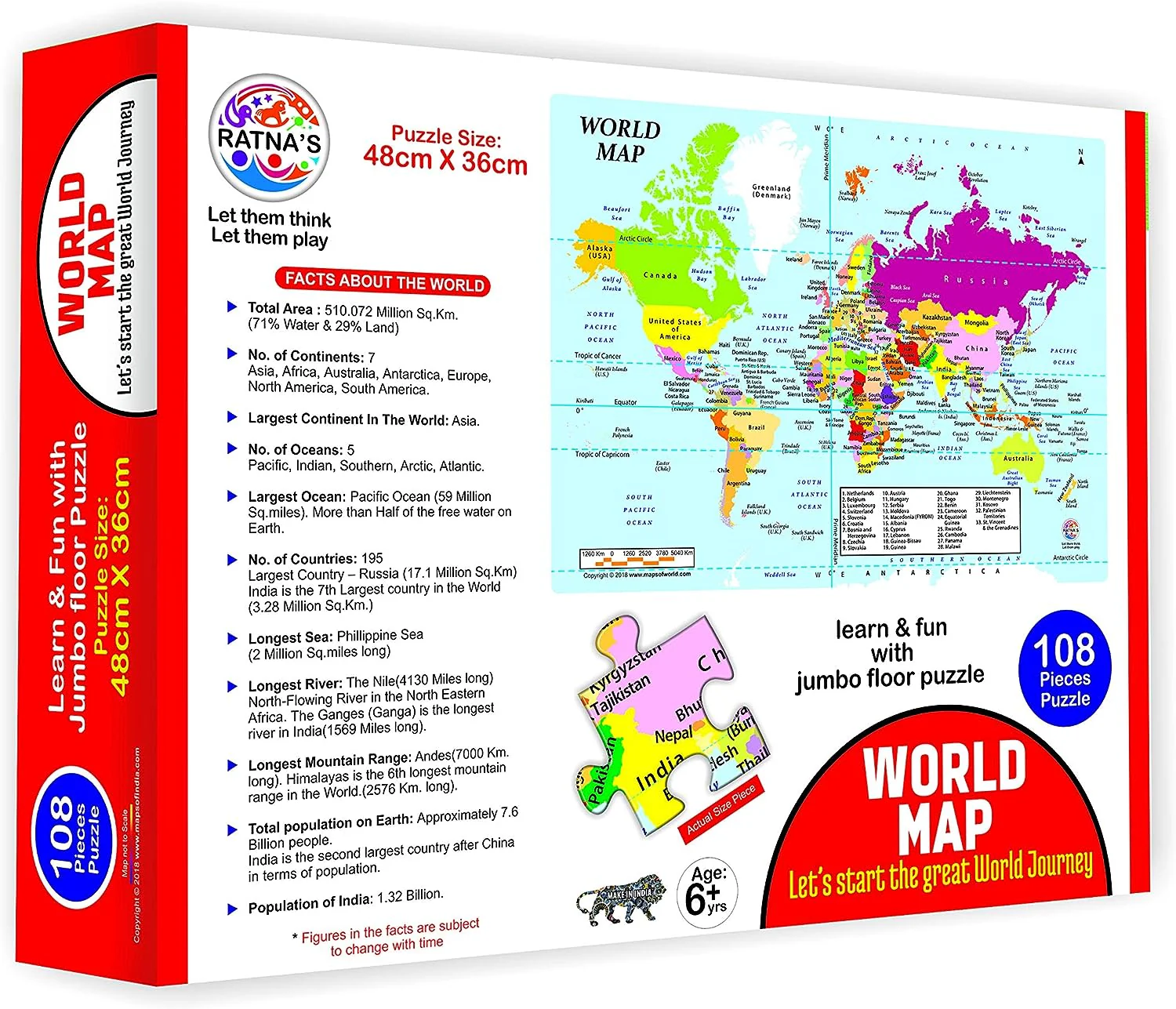 RATNA'S Educational Jigsaw Puzzle Range for Kids - World MAP - Image 5
