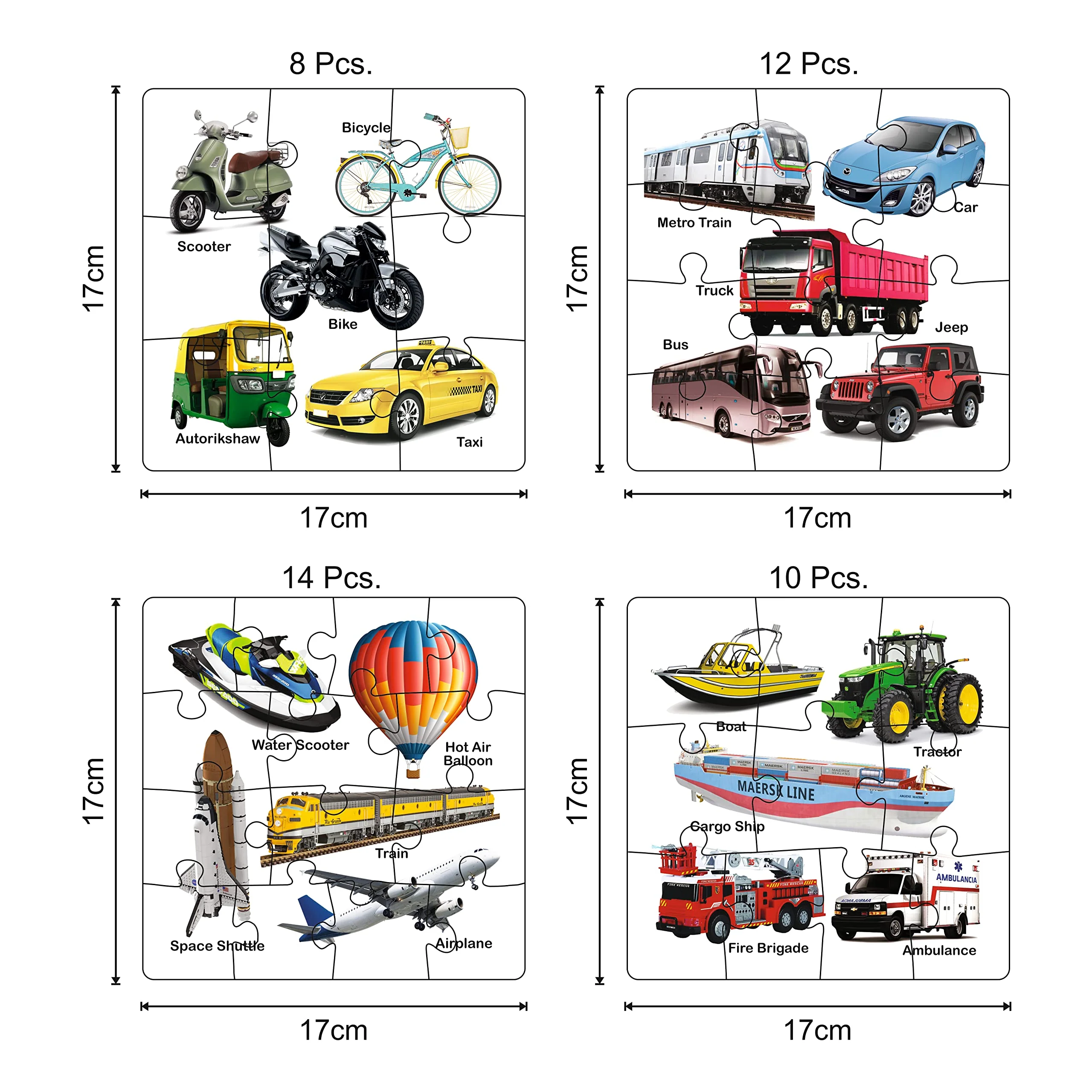 Ratna's Educational Transport Jigsaw Puzzle for Kids to Enhance Their Knowledge About Different Transport Vehicles This is a 8-10-12-14 Pieces Puzzle - Image 2