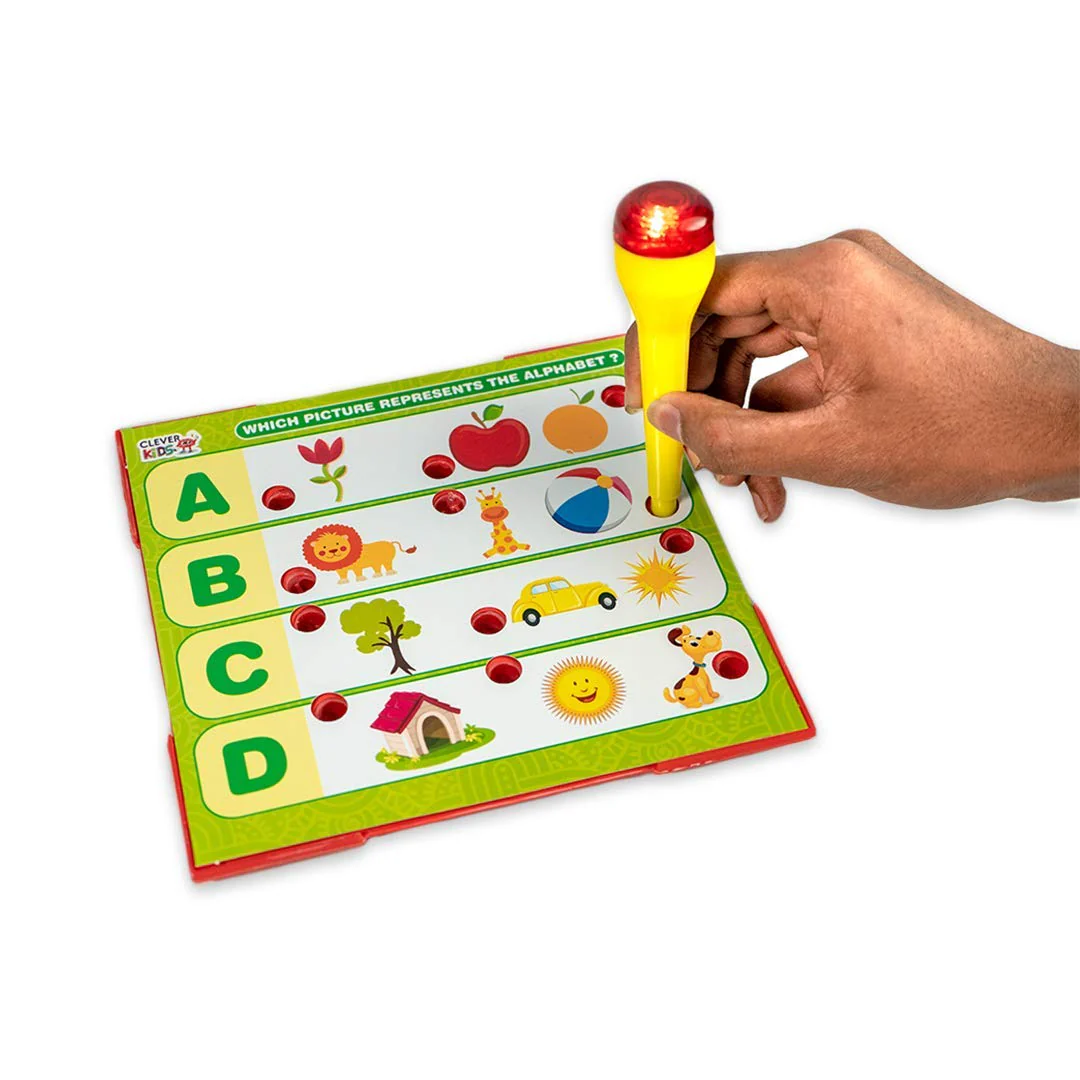 Ratna's Intellikids Electro Game, 10 Double Sided Printed Cards, If it Lights its Right!! Learn About Alphabet,Numbers,Colors,Shapes,etc - Image 2