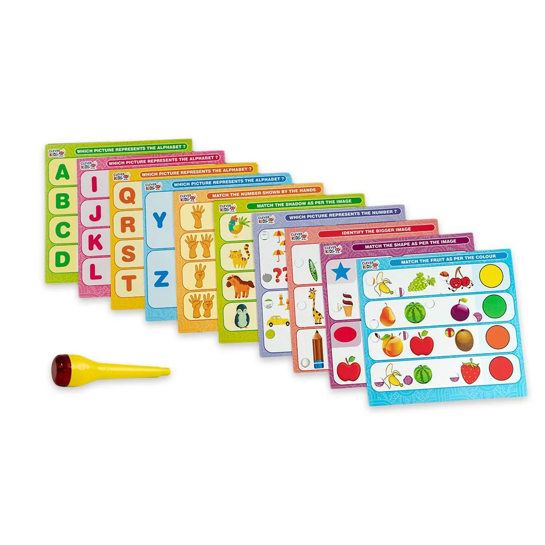 Ratna's Intellikids Electro Game, 10 Double Sided Printed Cards, If it Lights its Right!! Learn About Alphabet,Numbers,Colors,Shapes,etc - Image 4