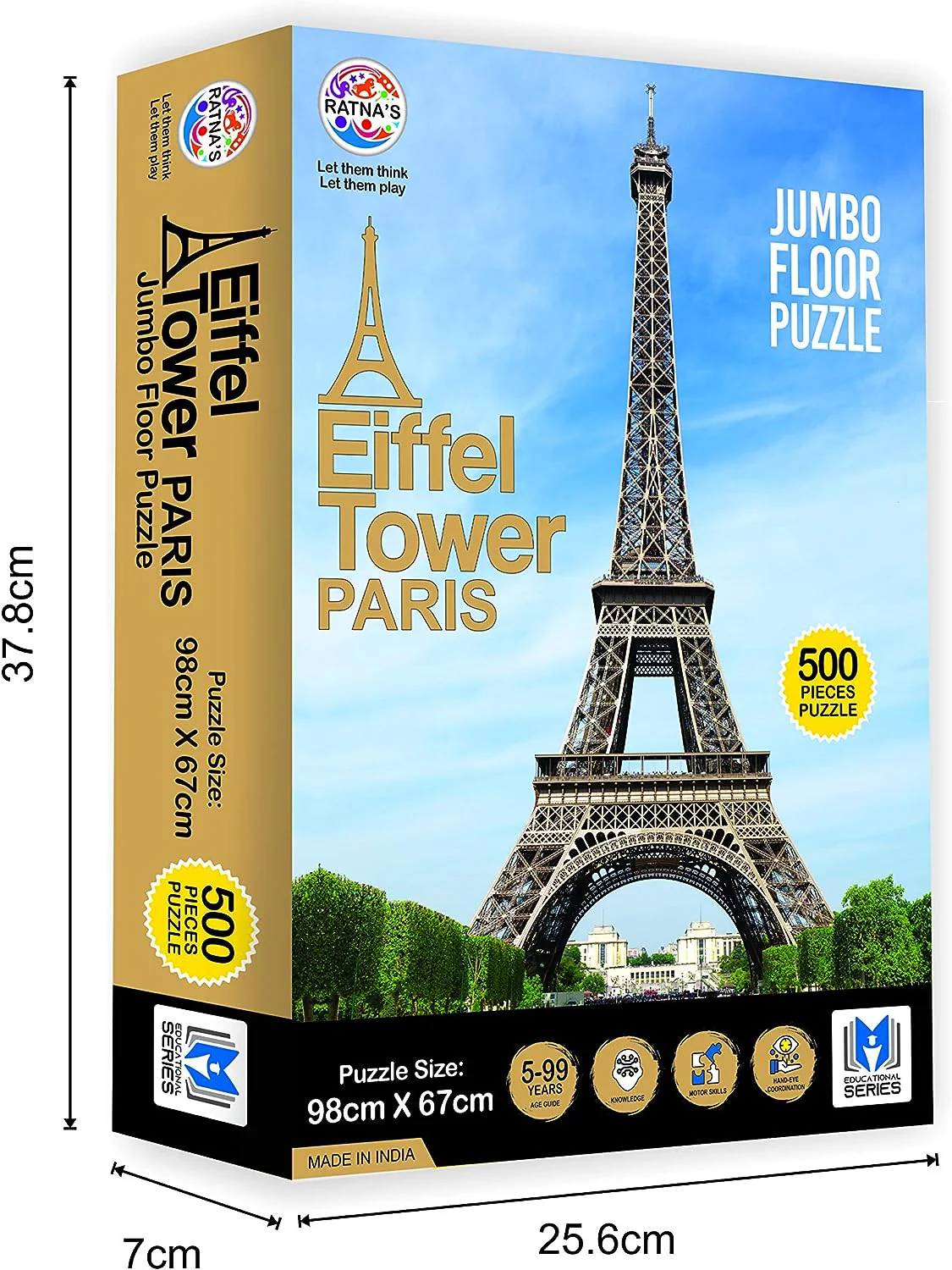 Ratna's Jumbo Floor Puzzle Eiffel Tower 500 Pieces Jumbo Jigsaw Puzzle Size (98 cm X 67 cm) - Image 4