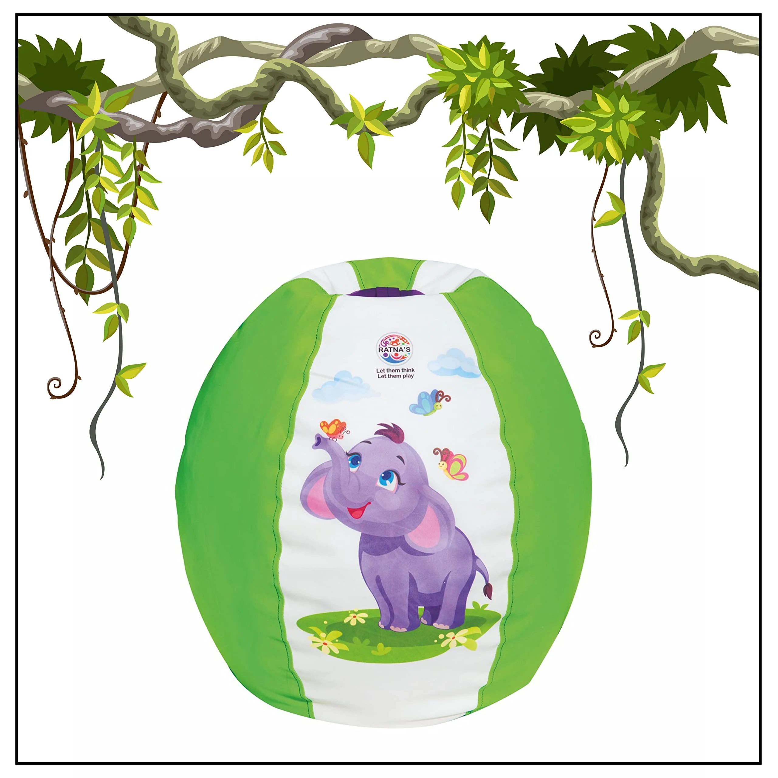 Ratna's Jungle Bean Bag Light Weight, Durable, Washable Chair for Kids | Medium Size Zipper Beanbag Extra Soft Cover | A Cool Way to Relax for Kids - Image 4