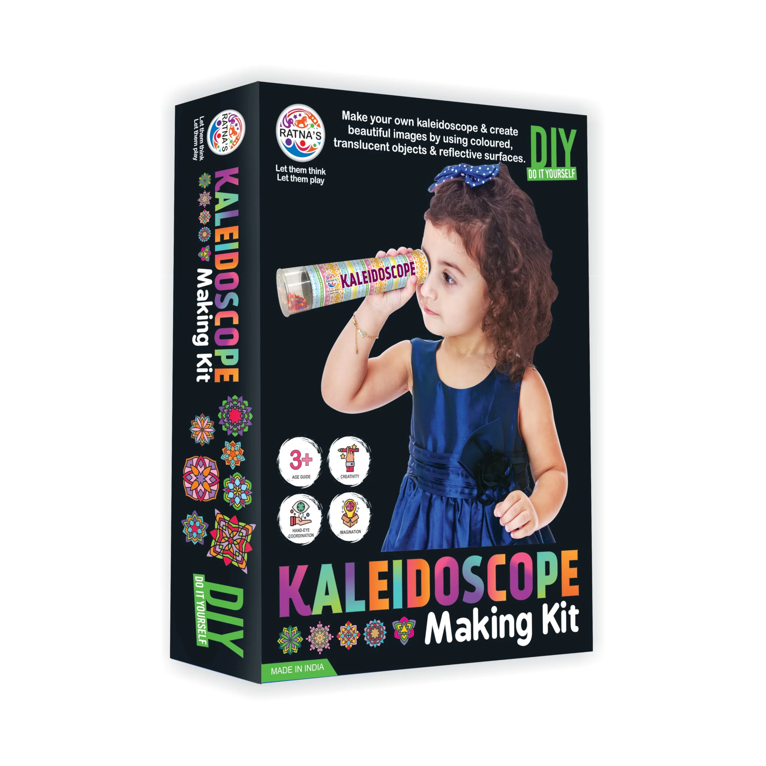 Ratna's Kaleidoscope Making DIY Kit to Create Beautiful Patterns, Magical Educational Fun Birthday Gifts Toys for Kids 3+ Years
