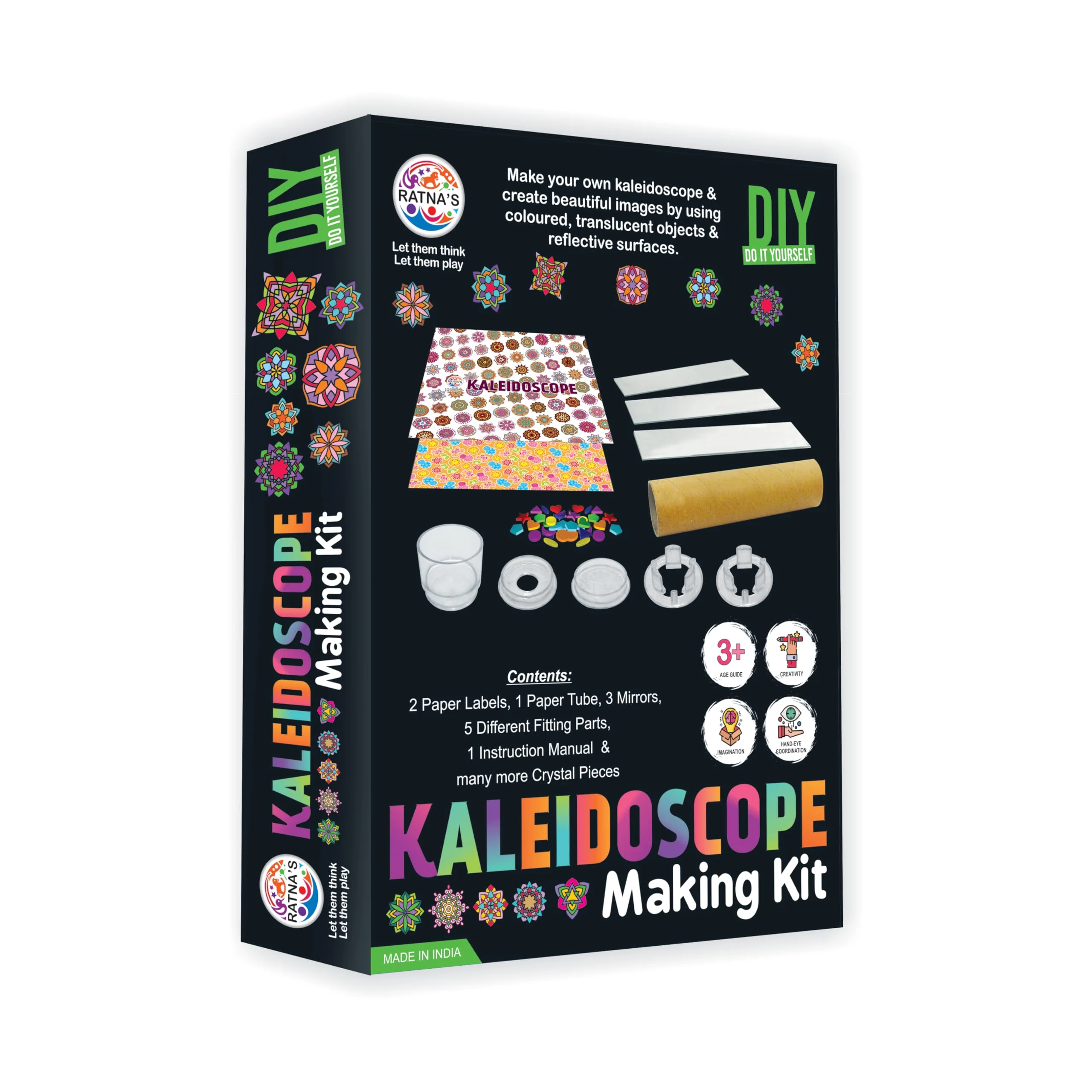 Ratna's Kaleidoscope Making DIY Kit to Create Beautiful Patterns, Magical Educational Fun Birthday Gifts Toys for Kids 3+ Years - Image 3
