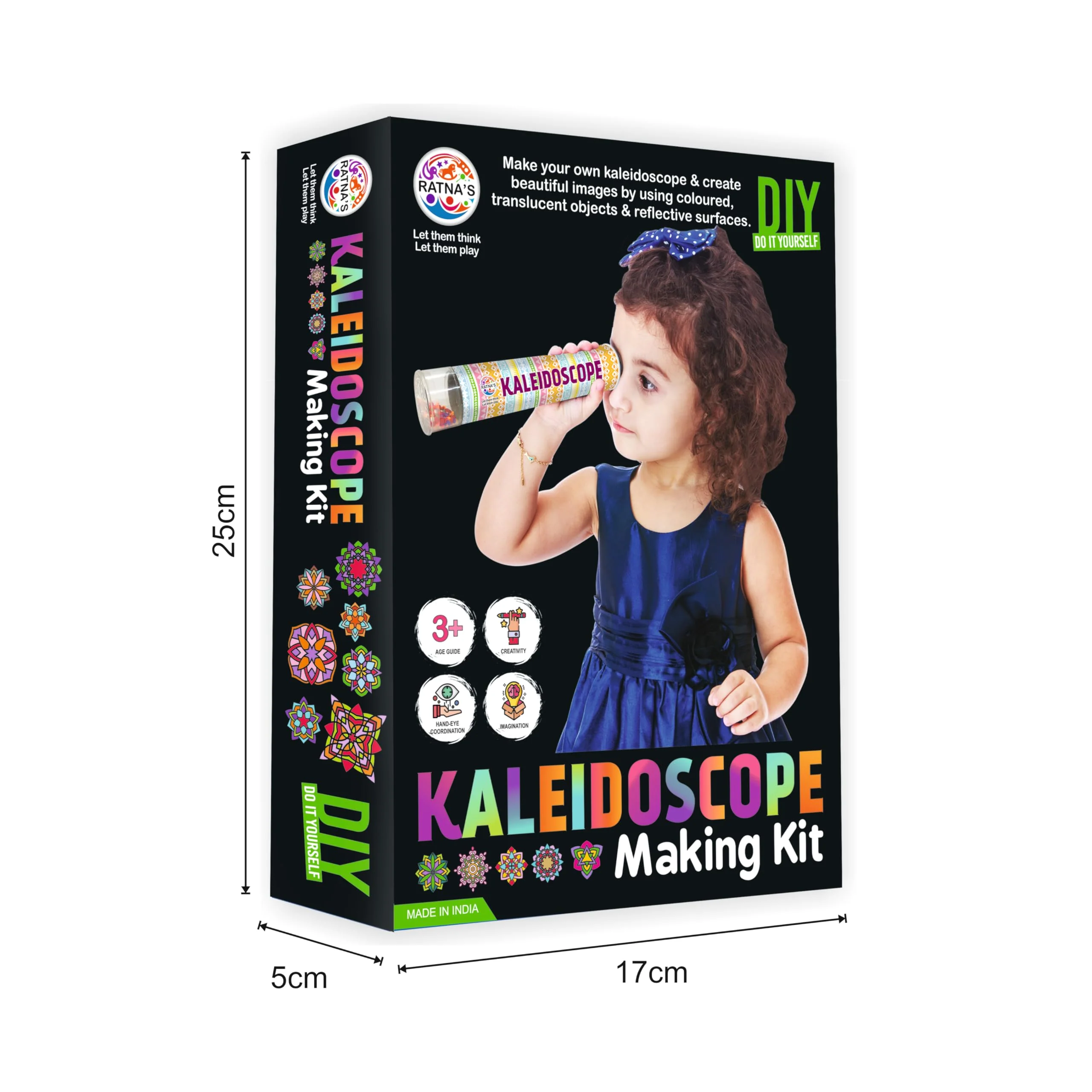 Ratna's Kaleidoscope Making DIY Kit to Create Beautiful Patterns, Magical Educational Fun Birthday Gifts Toys for Kids 3+ Years - Image 4