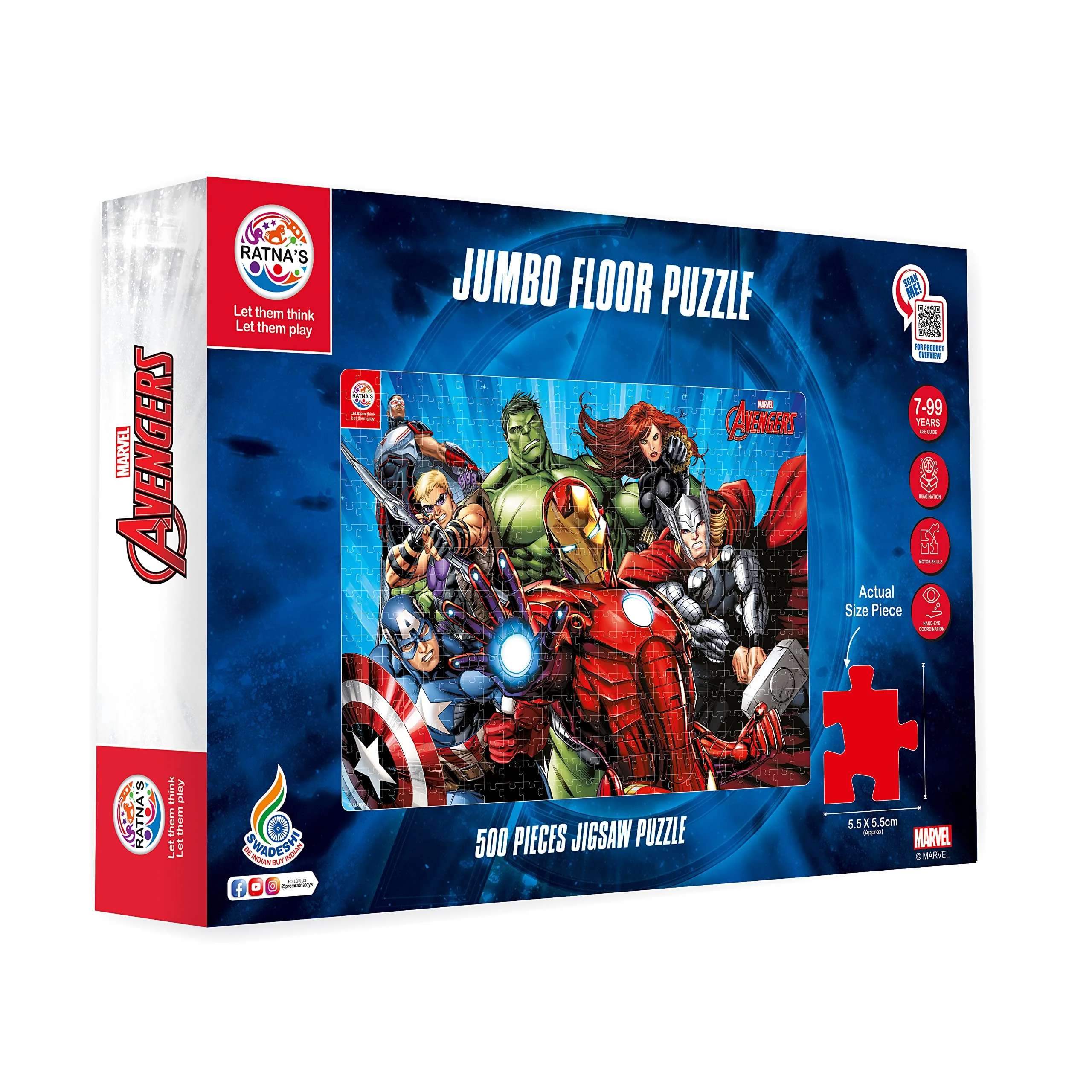 Ratna's Marvel Avengers 500 Pieces Jumbo Floor Jigsaw Puzzle (Size: 98 cm x 67 cm) - Image 6