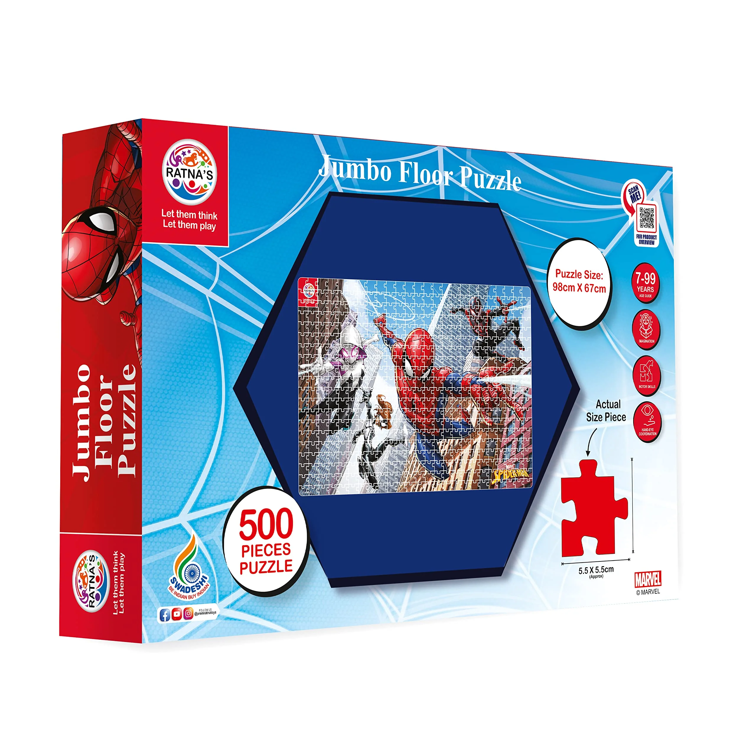 Ratna's Marvel Spiderman 500 Pieces Jumbo Floor Jigsaw Puzzle (Size: 98 cm x 67 cm) - Image 5