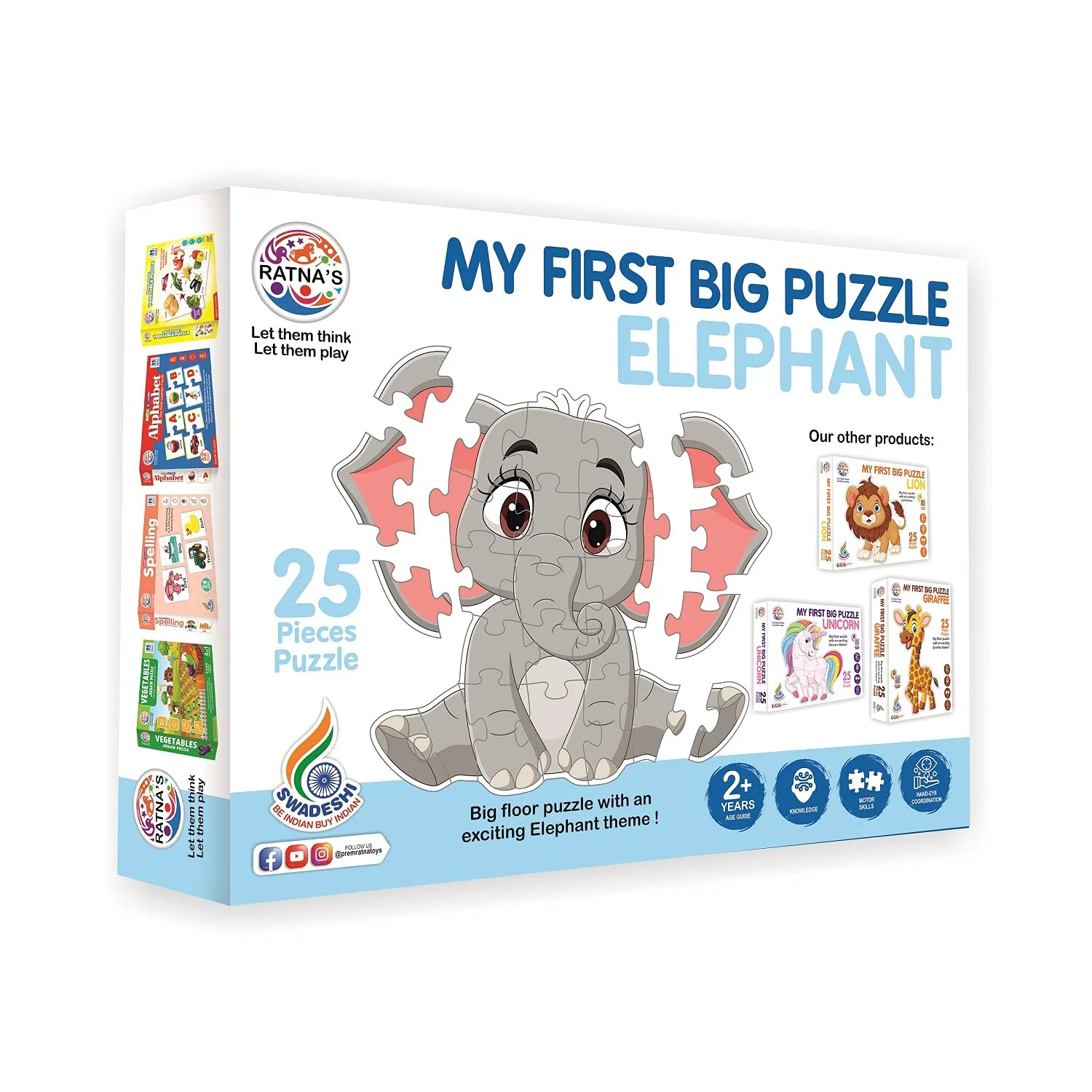 Ratna's My First Big Puzzle Elephant 25 Pieces Jigsaw Puzzle for Kids | A Perfect Jumbo Jigsaw Floor Puzzle for Little Hands - Image 4
