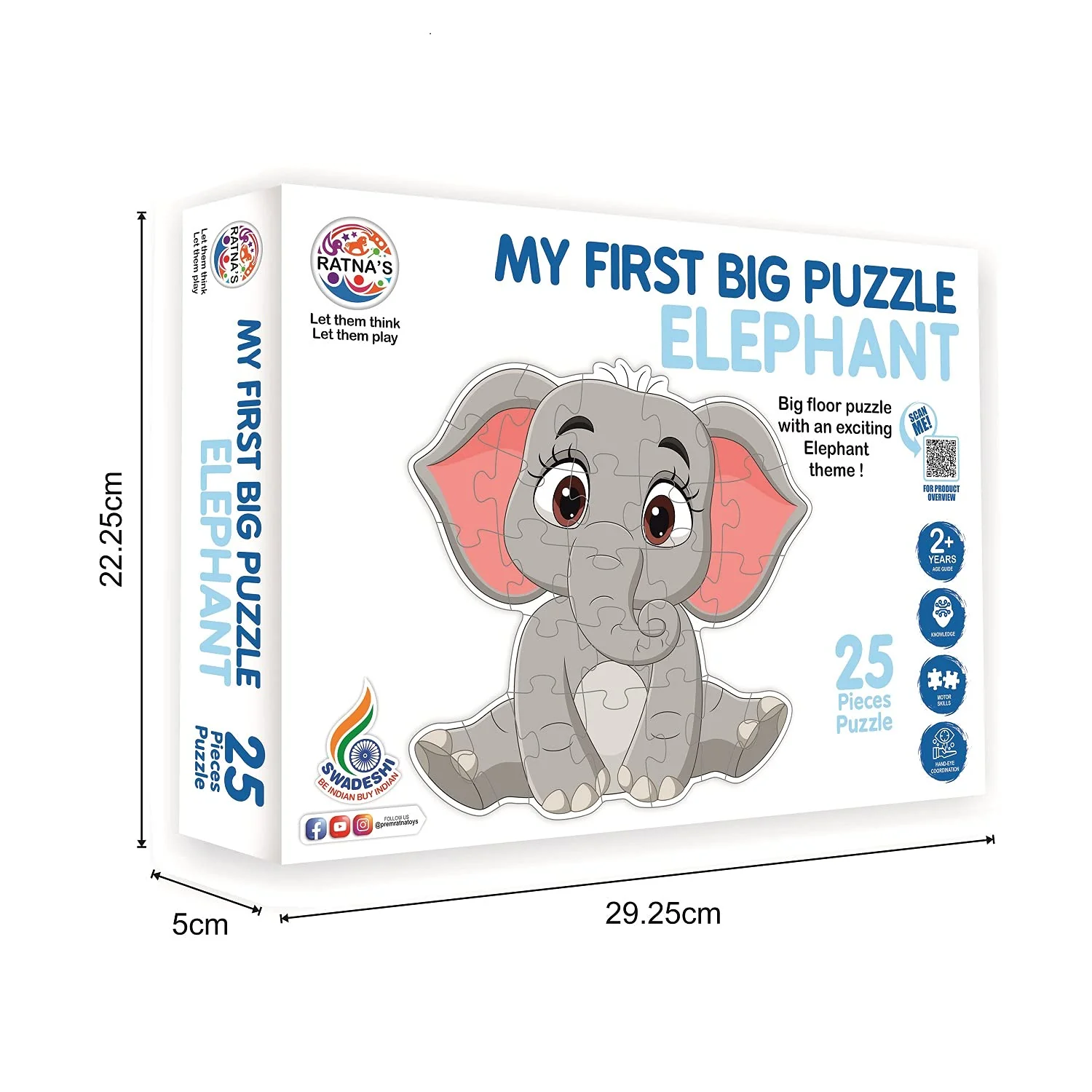 Ratna's My First Big Puzzle Elephant 25 Pieces Jigsaw Puzzle for Kids | A Perfect Jumbo Jigsaw Floor Puzzle for Little Hands - Image 5