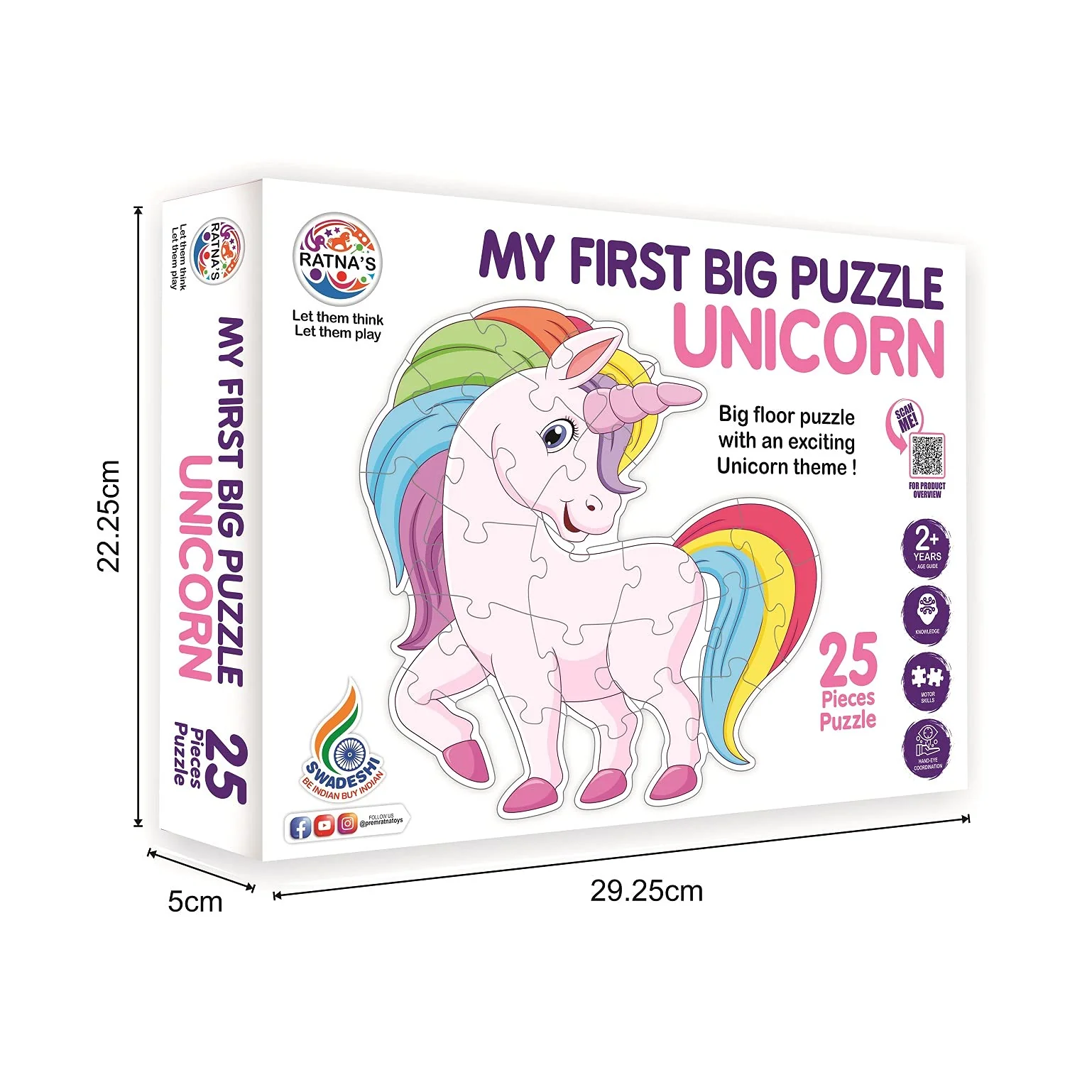 Ratna's My First Big Puzzle Unicorn 25 Pieces Jigsaw Puzzle for Kids | A Perfect Jumbo Jigsaw Floor Puzzle for Little Hands - Image 5