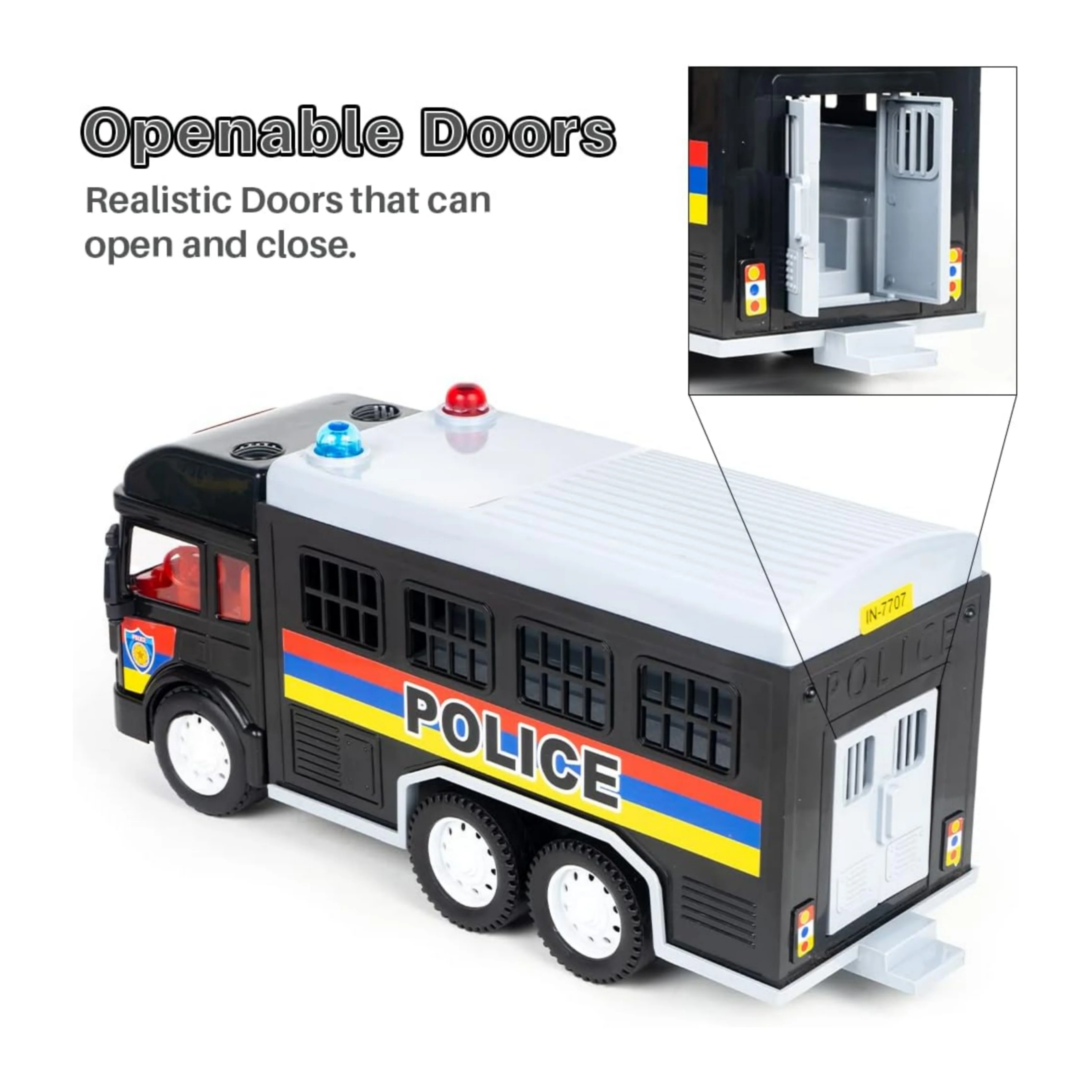 Ratna's My First Wheels Police Van Pull Back Friction Toy (Black) For Kids 5 + - Image 2