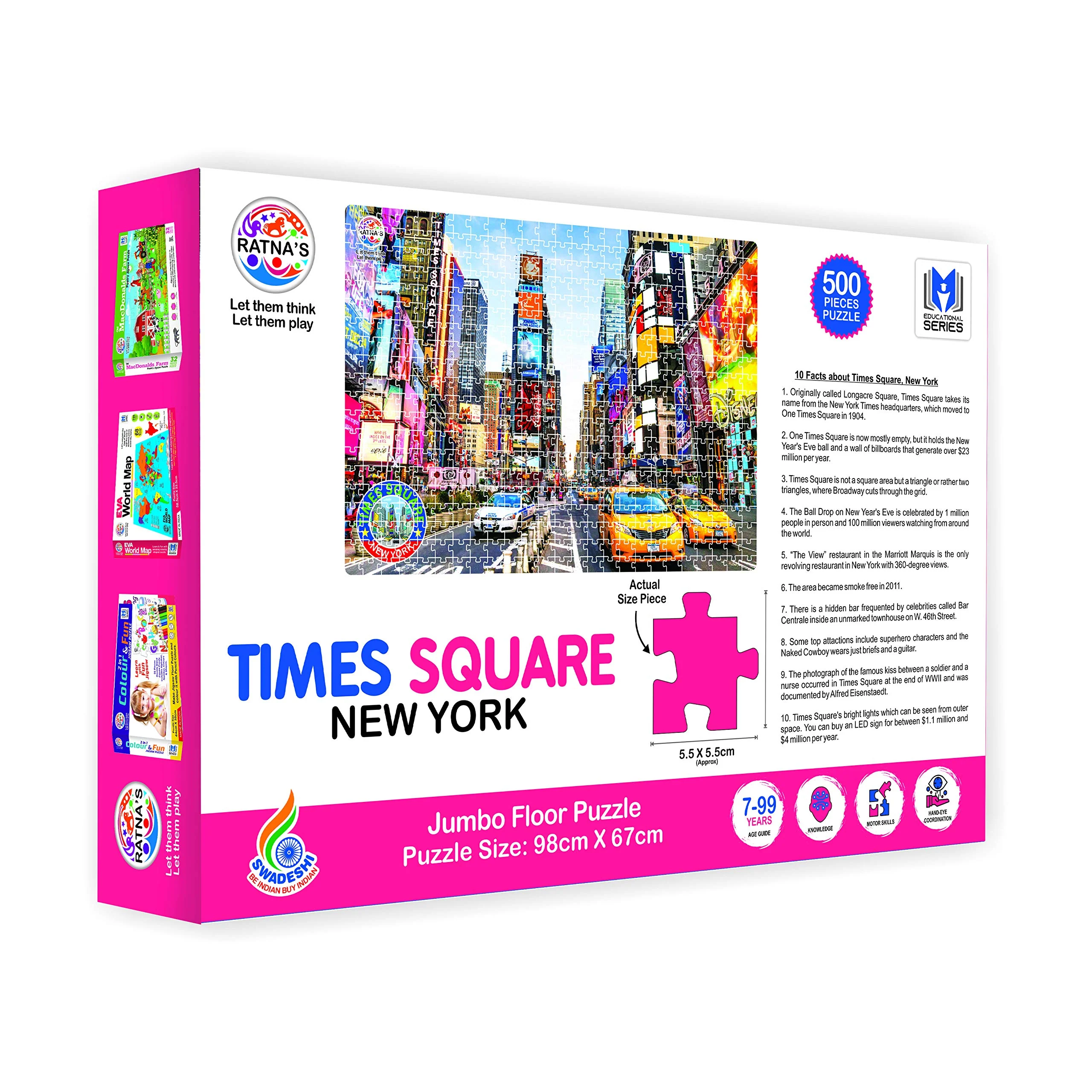 Ratna's New York Times Square 500 Pieces Jumbo Floor Jigsaw Puzzle (Size: 98 cm * 67 cm) - Image 3